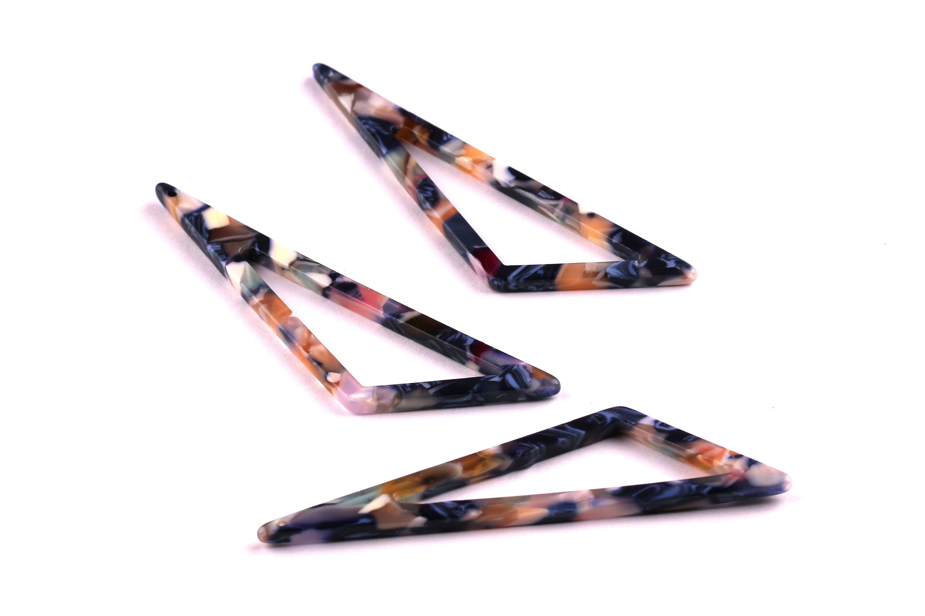 Acetate Triangle Charms - Triangle Earrings and Pendant - Earring Findings - Jewelry Supplies - Color Code: A19 - 64x18x2.5mm - AC1040E - DOMEDBAZAAR