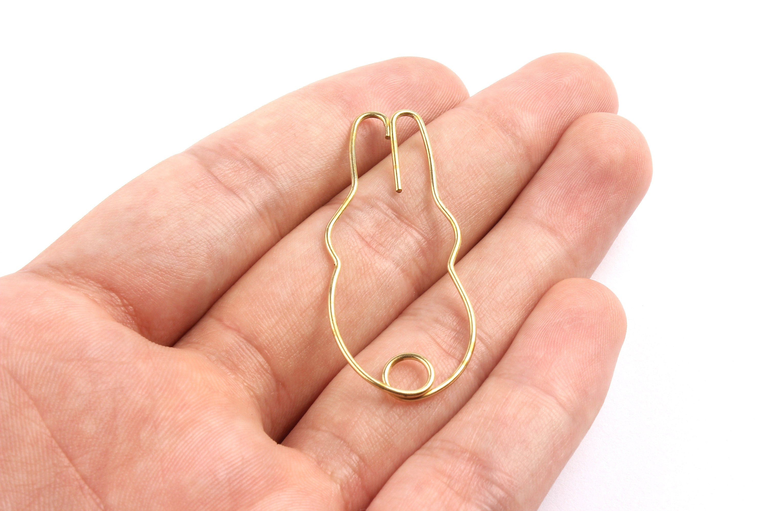 Brass Bunny Pendant- Raw Brass Rabbit Wire Pendant - Jewelry Supplies - 47x21x0.95mm - PP1349 - DOMEDBAZAAR