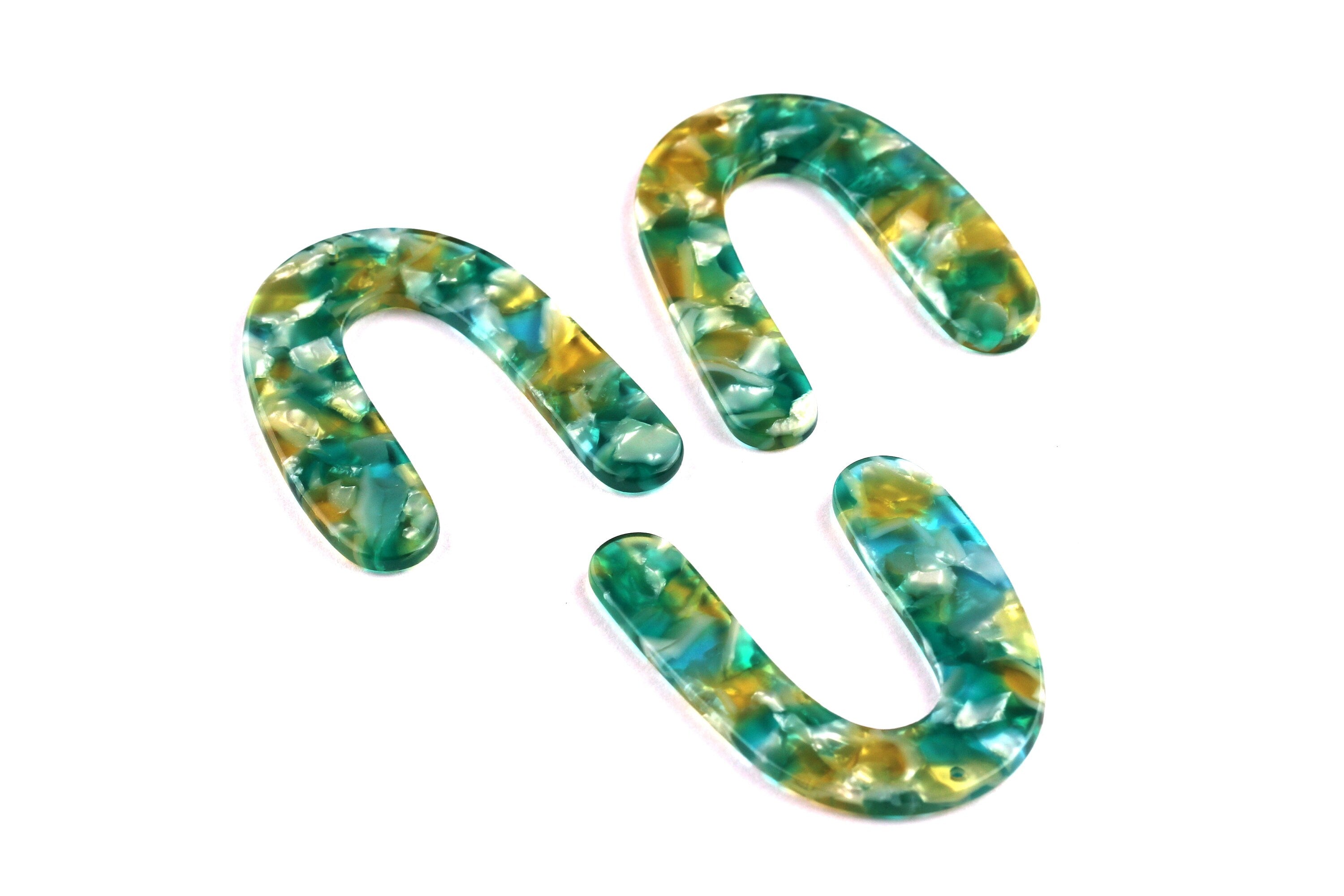 Acetate U Charms - U Earrings and Pendant - Earring Findings - Jewelry Supplies - Color Code: A92 - 43x35x2.5mm - AC1059A - DOMEDBAZAAR