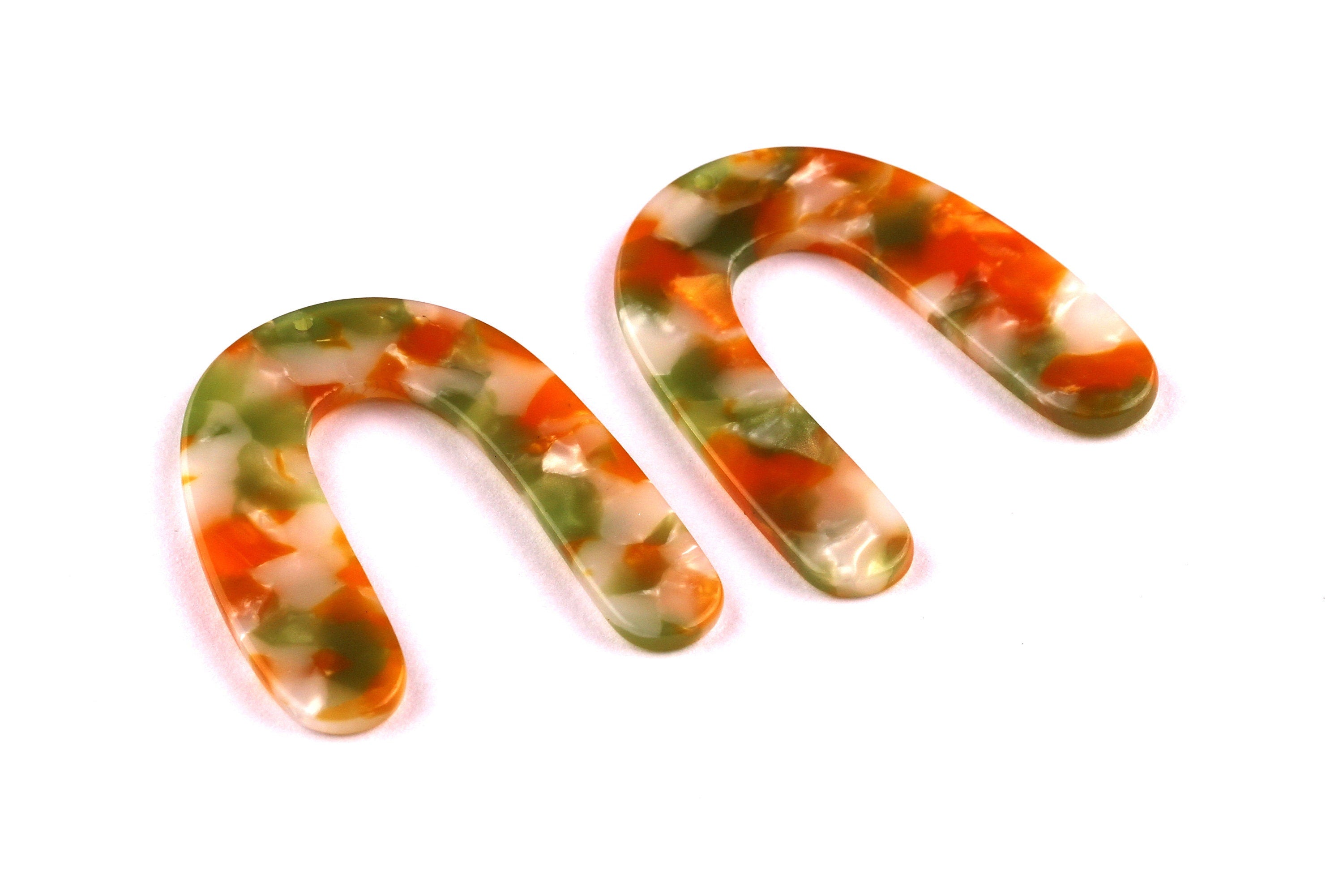 Acetate U Charms - U Earrings and Pendant - Earring Findings - Jewelry Supplies - Color Code: A89 - 43x35x2.5mm - AC1059C - DOMEDBAZAAR