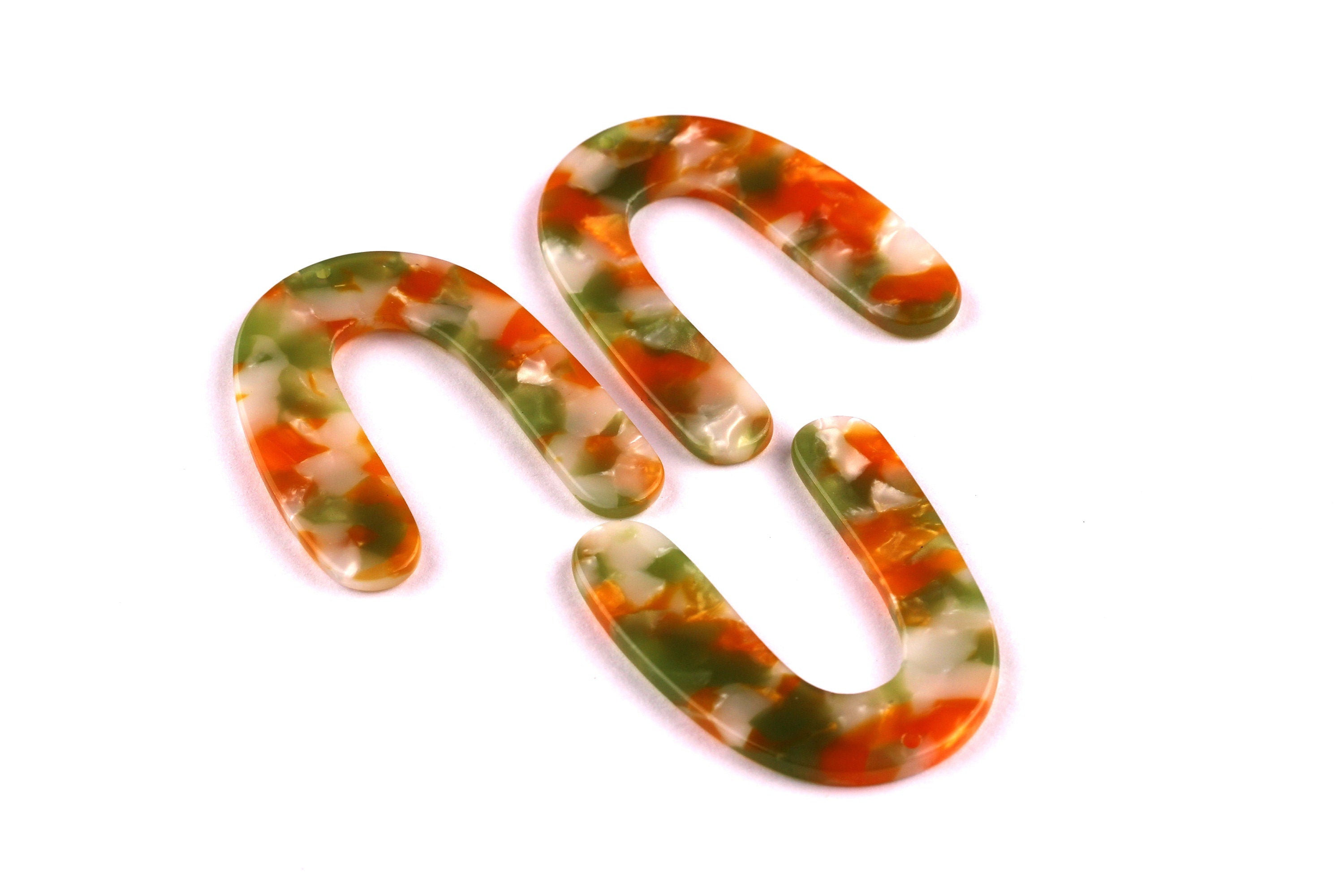 Acetate U Charms - U Earrings and Pendant - Earring Findings - Jewelry Supplies - Color Code: A89 - 43x35x2.5mm - AC1059C - DOMEDBAZAAR