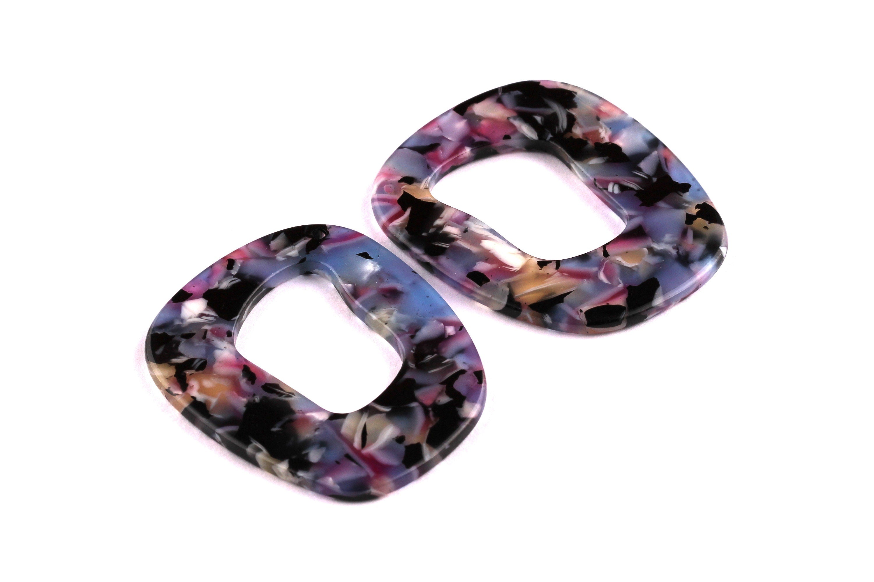 Acetate Unique Earring Charms - Unique Pendant - Earring Findings - Jewelry Supplies - Color Code: A55 - 43x40x2.5mm - AC1048B - DOMEDBAZAAR