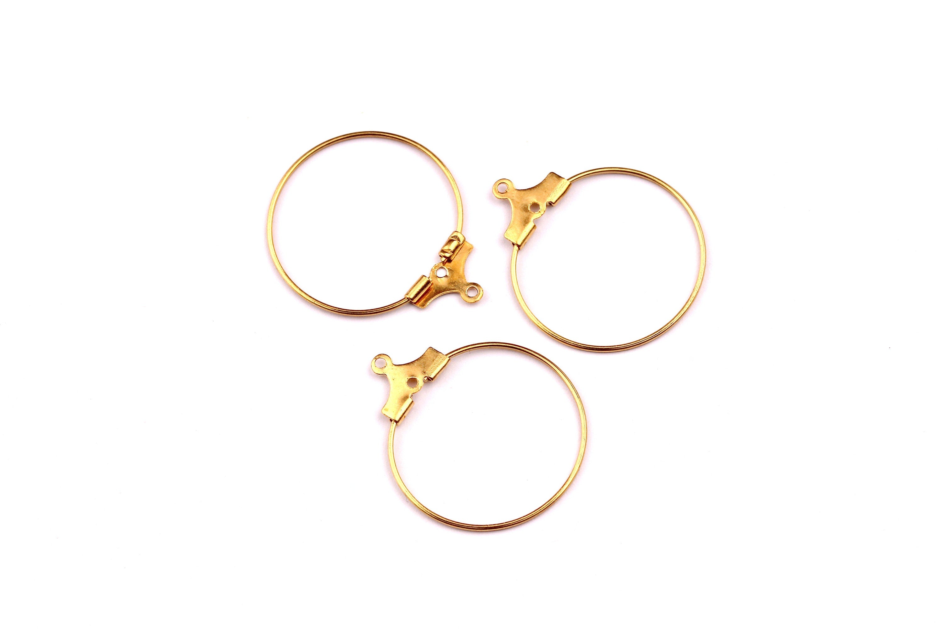 Brass Circle Wire-Brass Metal Accessories Circle Ear Wire - Earring Findings - Jewelry Supplies - 25x22mm - PP1088 - DOMEDBAZAAR