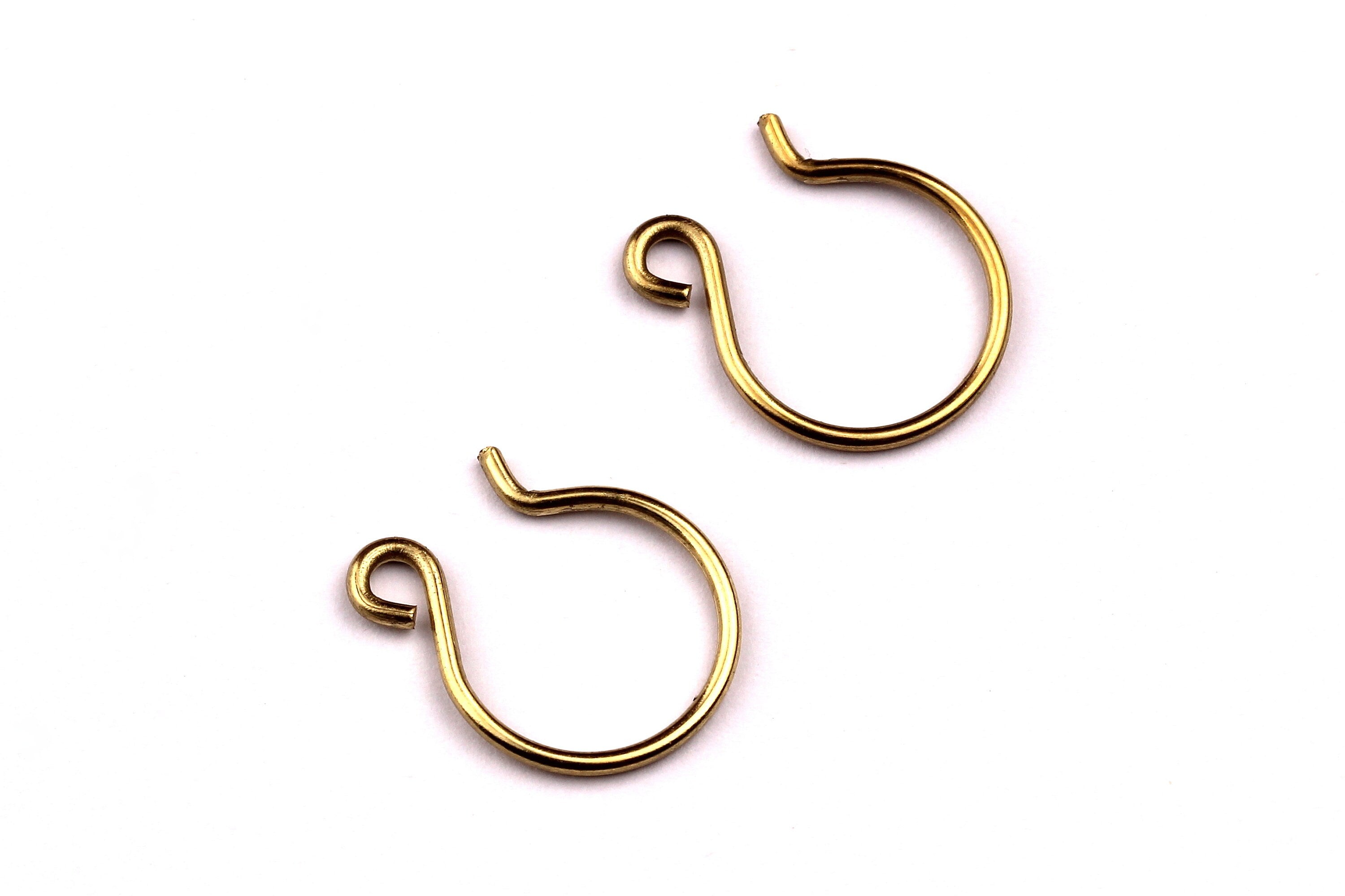 Brass Hoop Earring Wire- 50 Pieces Raw Brass Ear Wire - Earring Findings - Jewelry Supplies - 19x15mm - PP1091 - DOMEDBAZAAR