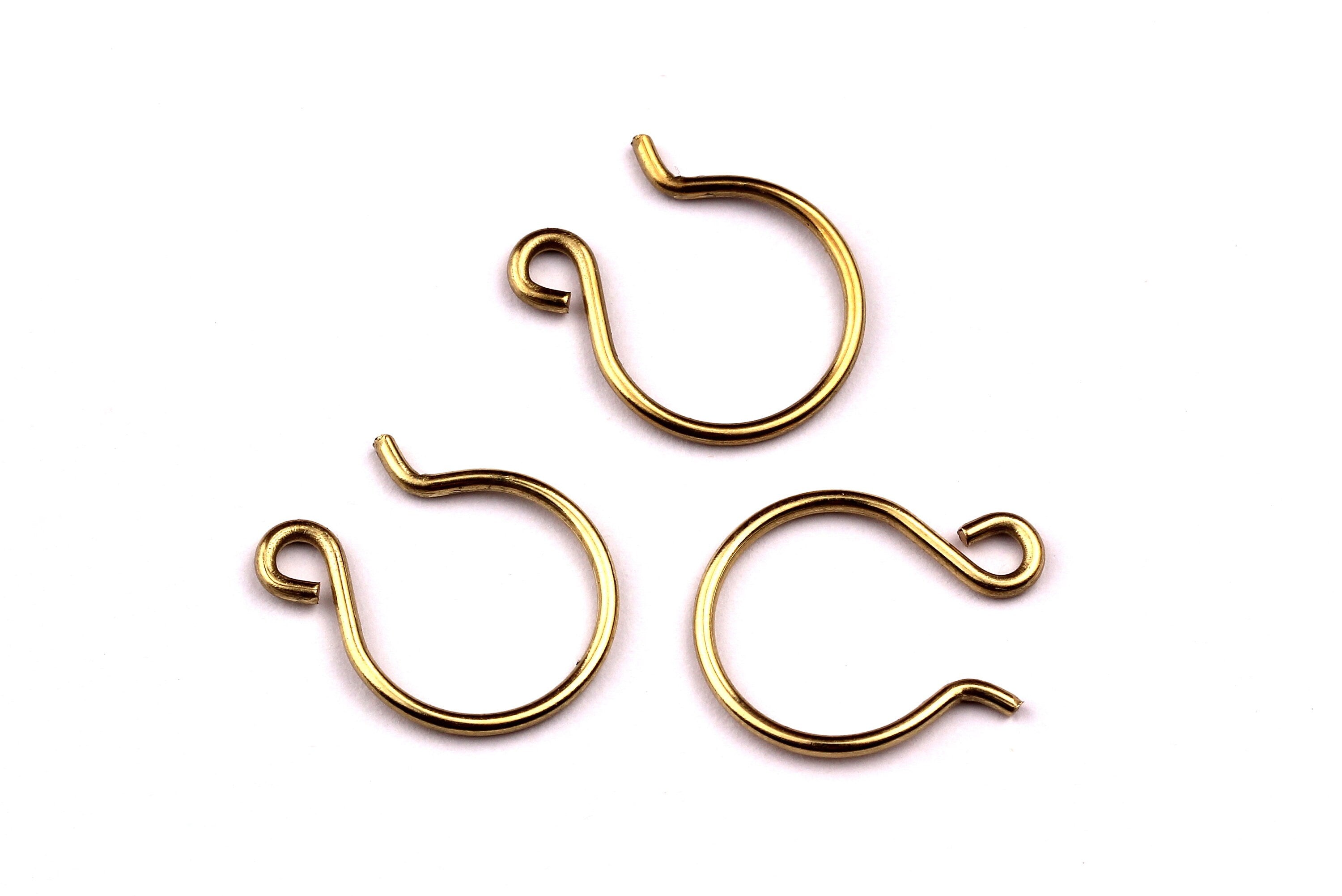 Brass Hoop Earring Wire- 50 Pieces Raw Brass Ear Wire - Earring Findings - Jewelry Supplies - 19x15mm - PP1091 - DOMEDBAZAAR