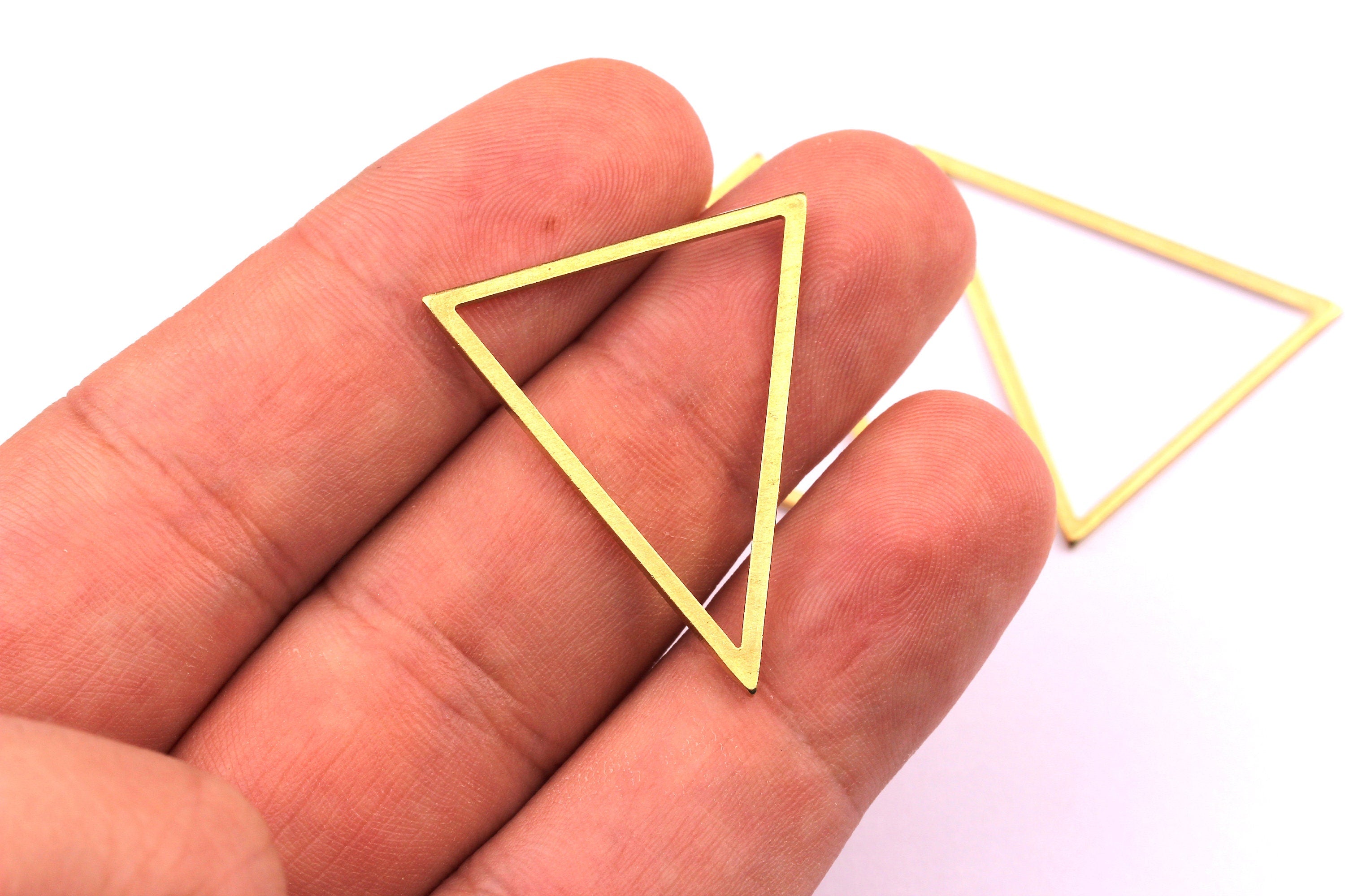 Brass Triangle Charms - Triangle Shpaed Raw Brass Connector - Geometric Charms - Jewelry Supplies - 31x26x1mm - PP1154 - DOMEDBAZAAR