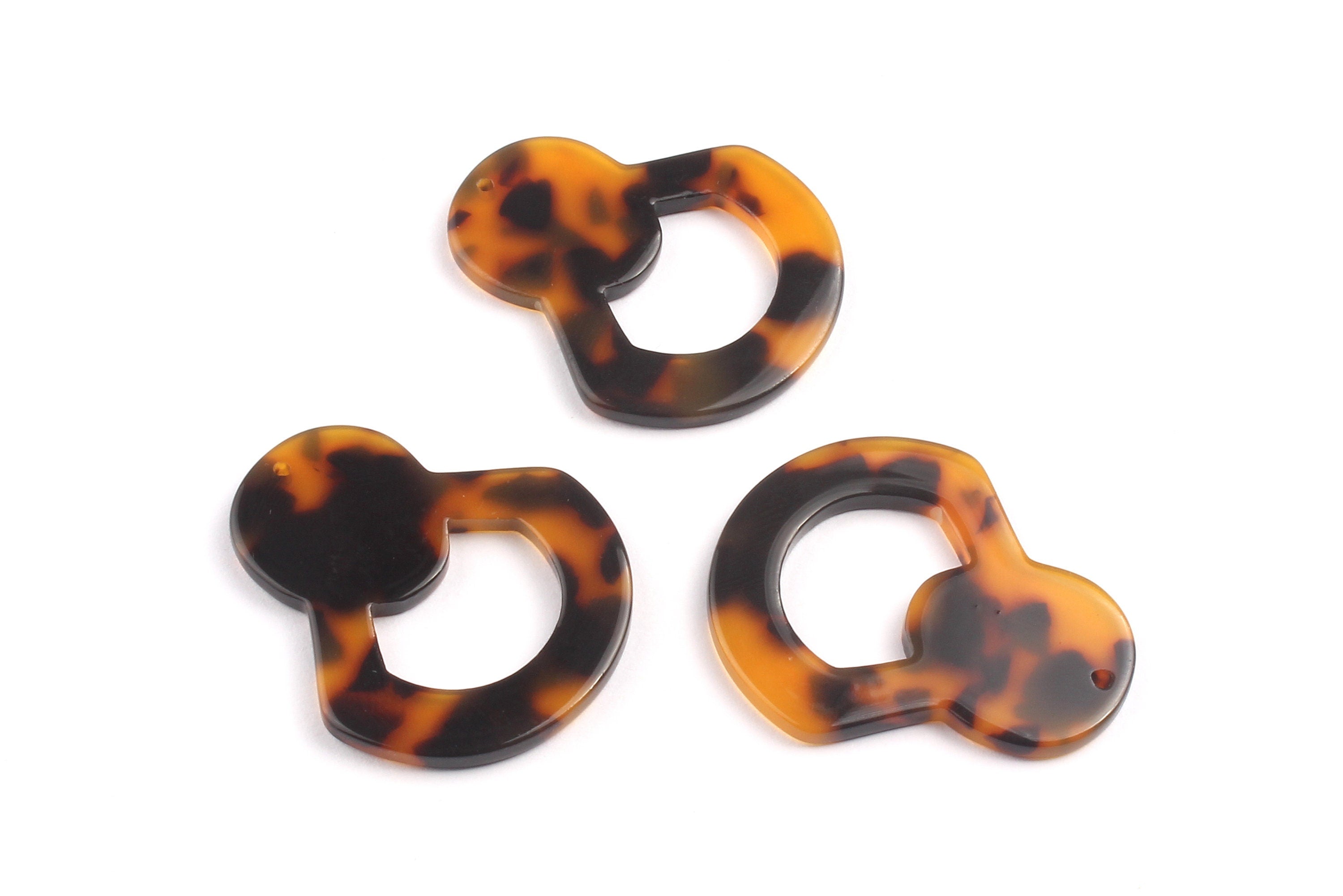 Acetate Bottle Opener Charms - Tortoise Shell Earrings - Bottle Opener Earrings and Pendant - Color Code: A01 - 34.4x29.4mm - AC1072A - DOMEDBAZAAR