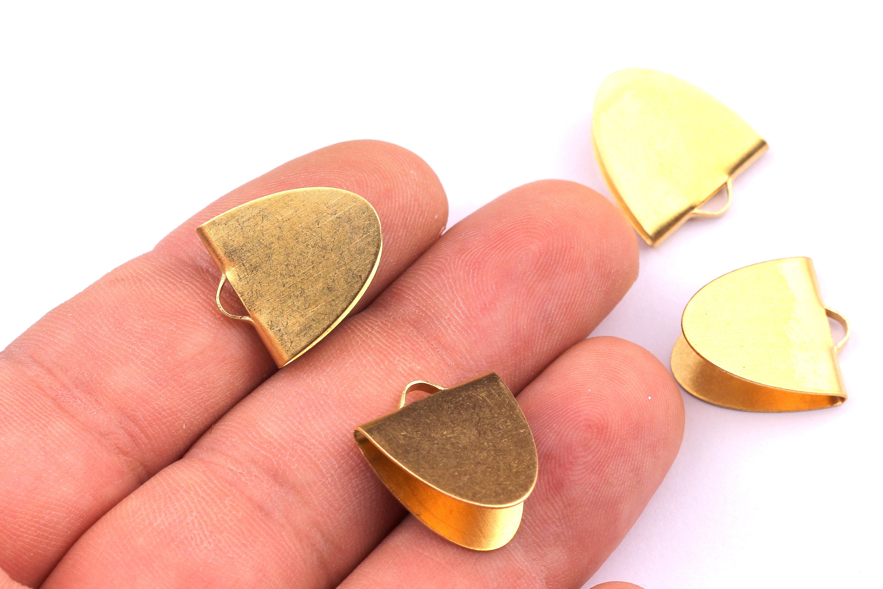 Brass Ribbon Crimp - Raw Brass Ribbon Crimp Ends - Jewelry Supplies - 17x15mm - PP1227 - DOMEDBAZAAR