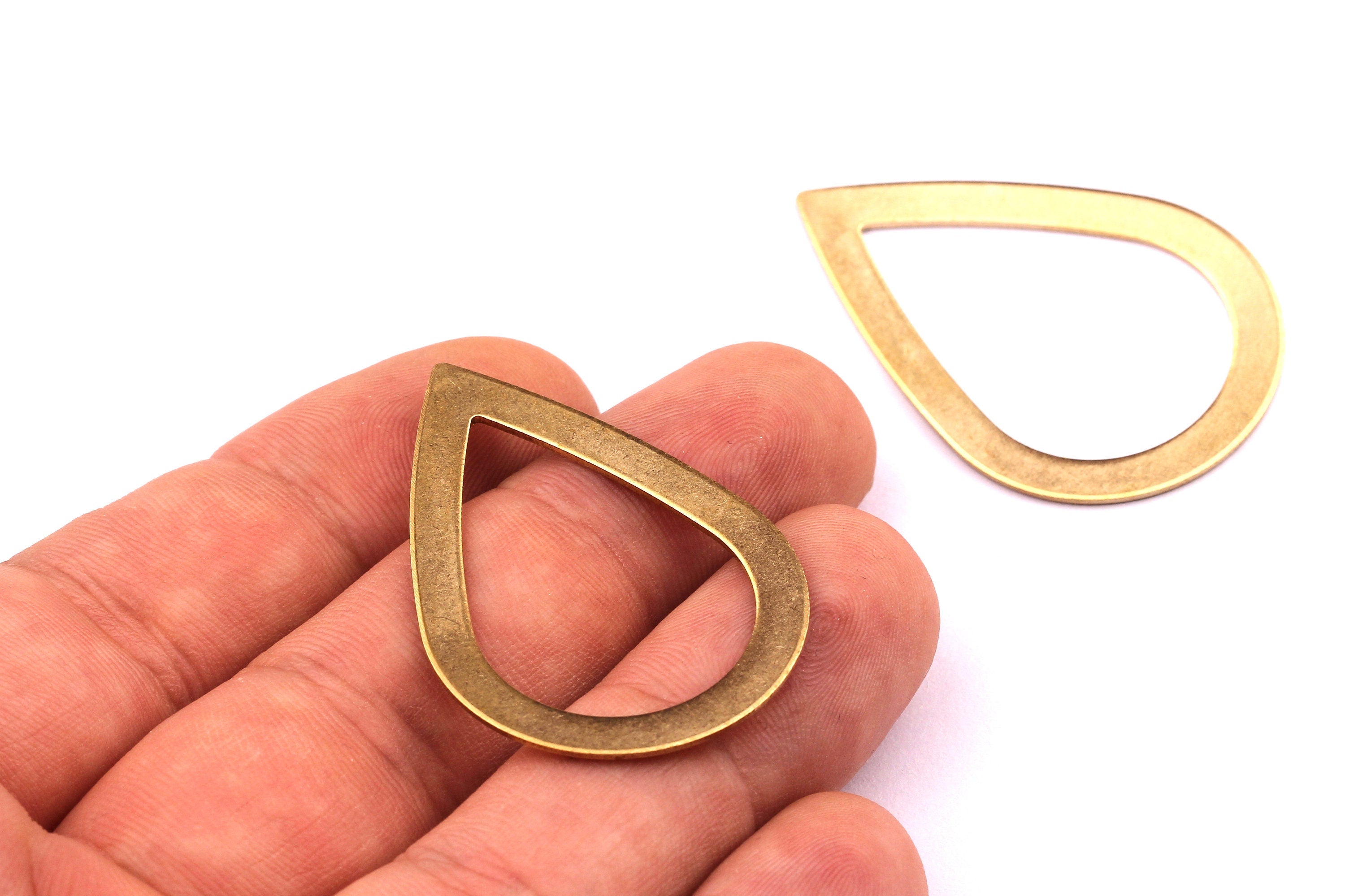 Brass Drop Charms - Drop Shaped Raw Brass Connector - Jewelry Supplies - 40x27x0.8mm - PP1238 - DOMEDBAZAAR