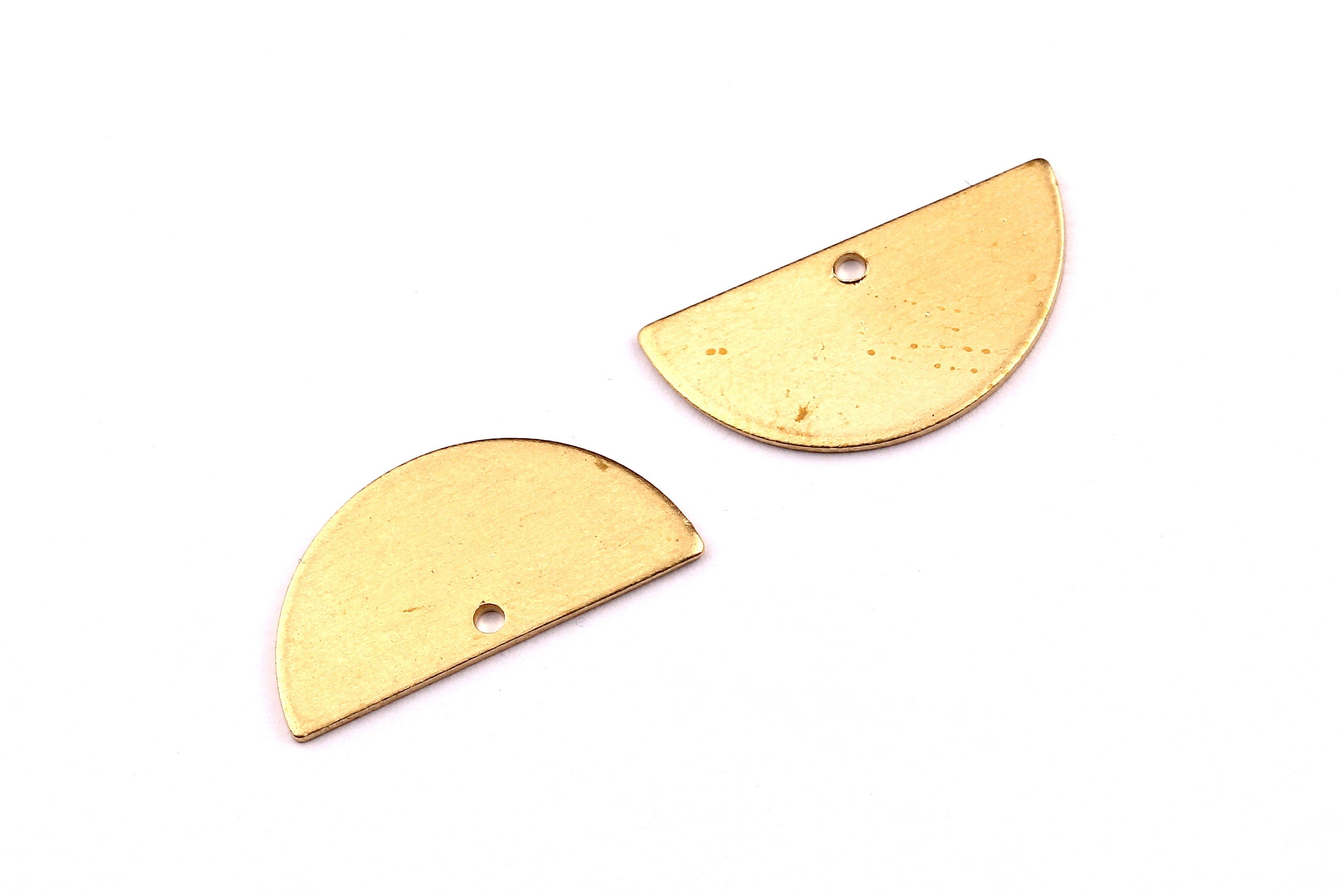 Brass Semi Circle Charms - Semi Circle Shaped Raw Brass Connector with 1 Holes - Jewelry Supplies - 10.5x20.5x0.75mm - PP1240 - DOMEDBAZAAR