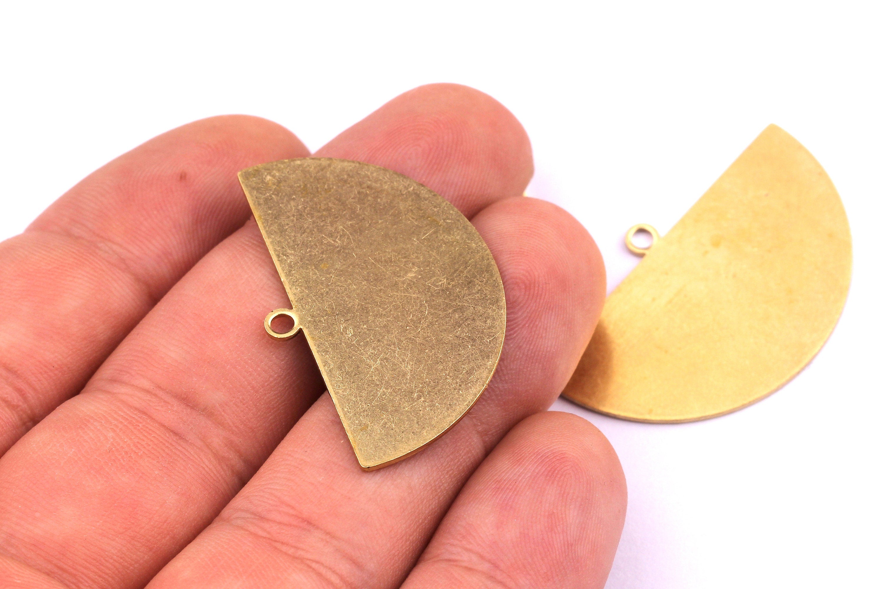 Personalized stamping blank - Brass Semicircle Charms - Raw Brass Pendant - Semicircle Shaped Pendant - 22x35x0.75mm - PP1243 - DOMEDBAZAAR