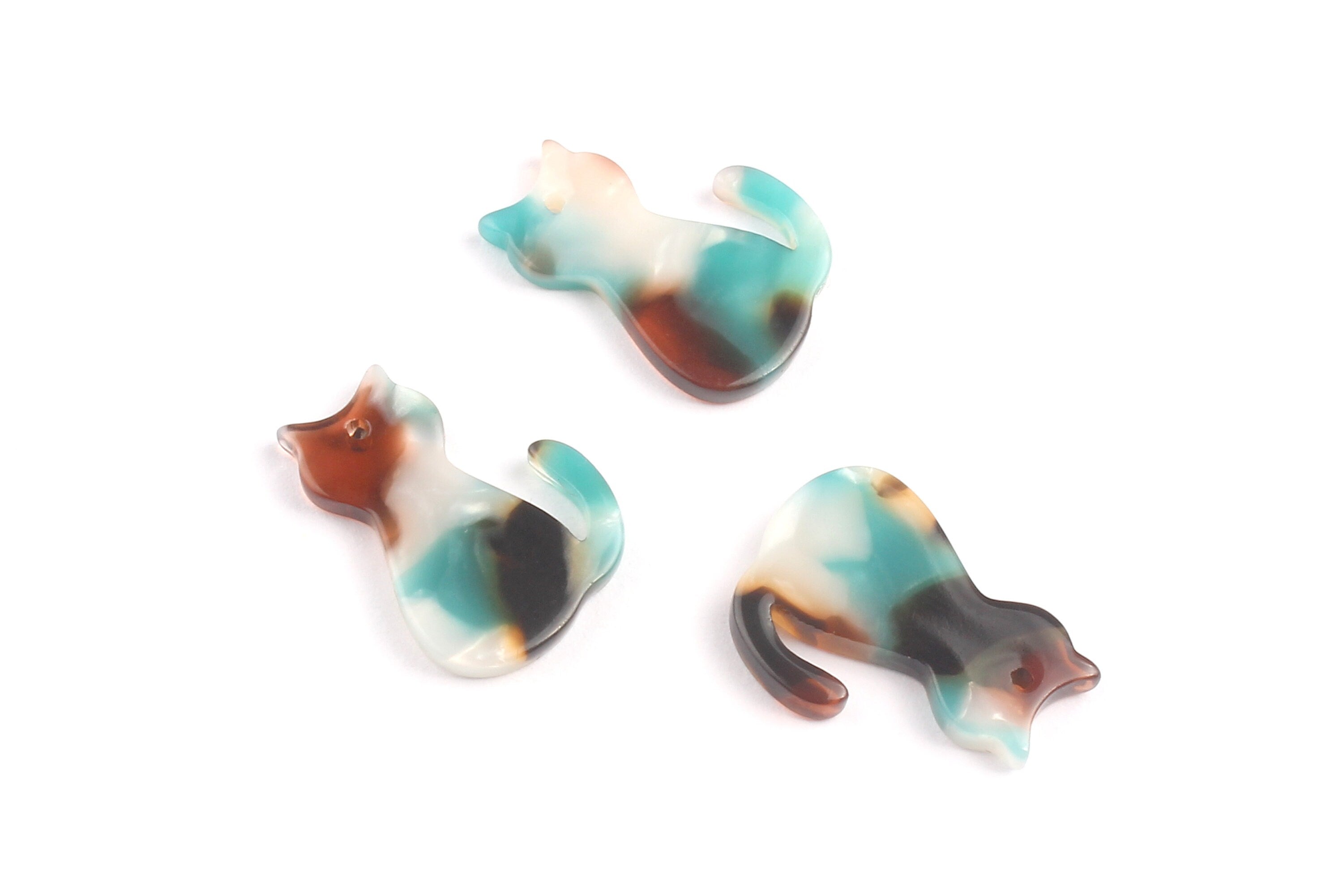 Acetate Cat Charms - Cat Earrings and Pendant - Earring Findings - Jewelry Supplies - 20.78x15.2x2.45mm - AC1073D - DOMEDBAZAAR
