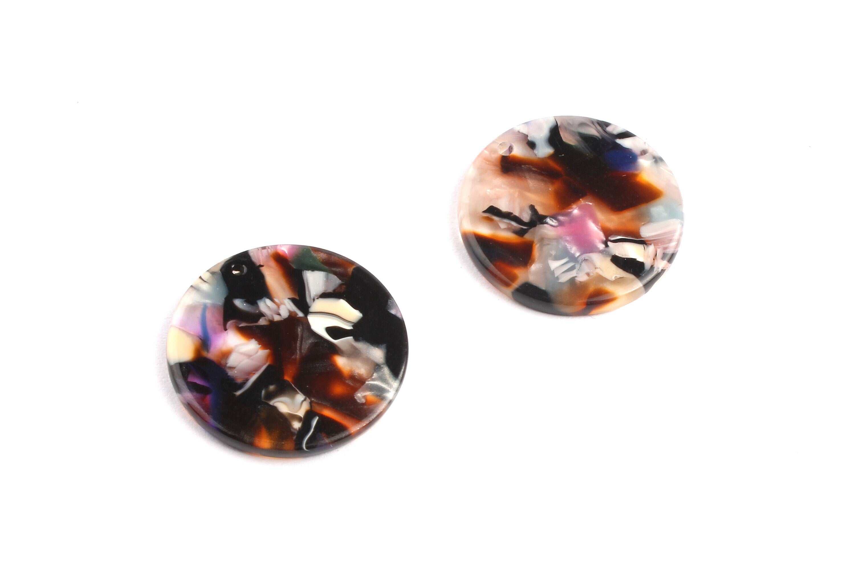 Acetate Round Charms - Coin Earrings and Pendant - Earring Findings - Jewelry Supplies - Color Code: A11 - 23.8x23.8mm - AC1076C - DOMEDBAZAAR