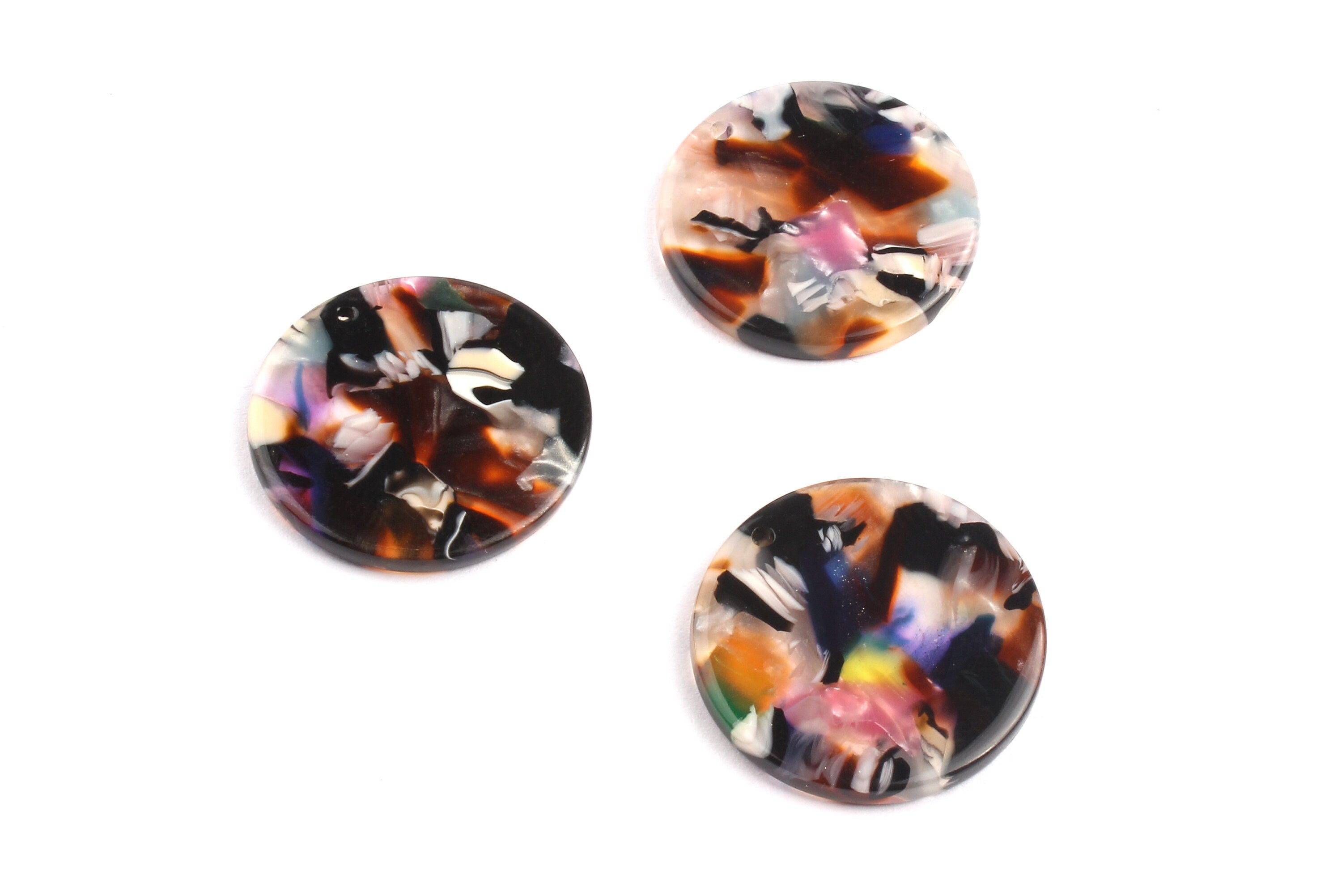 Acetate Round Charms - Coin Earrings and Pendant - Earring Findings - Jewelry Supplies - Color Code: A11 - 23.8x23.8mm - AC1076C - DOMEDBAZAAR