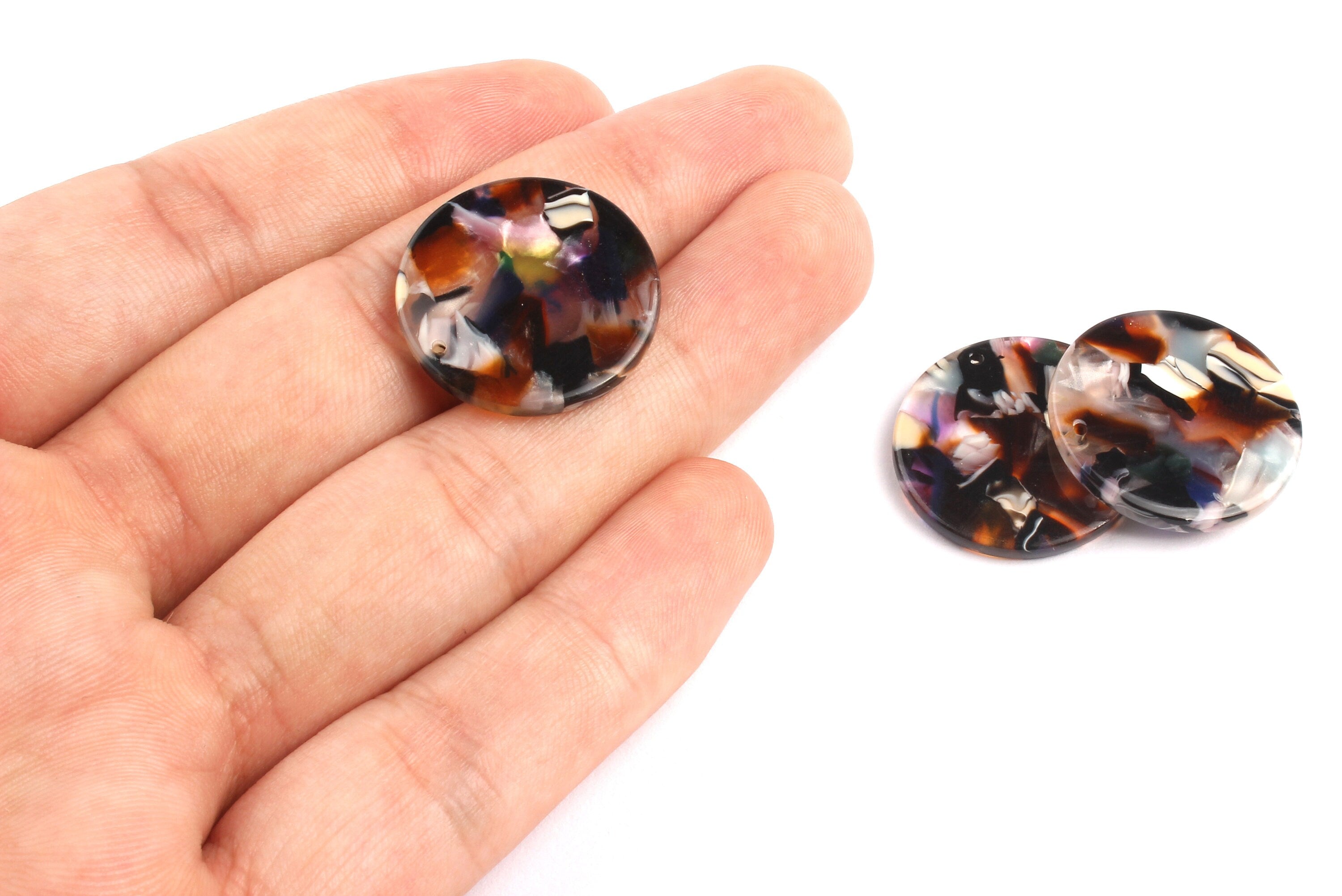 Acetate Round Charms - Coin Earrings and Pendant - Earring Findings - Jewelry Supplies - Color Code: A11 - 23.8x23.8mm - AC1076C - DOMEDBAZAAR