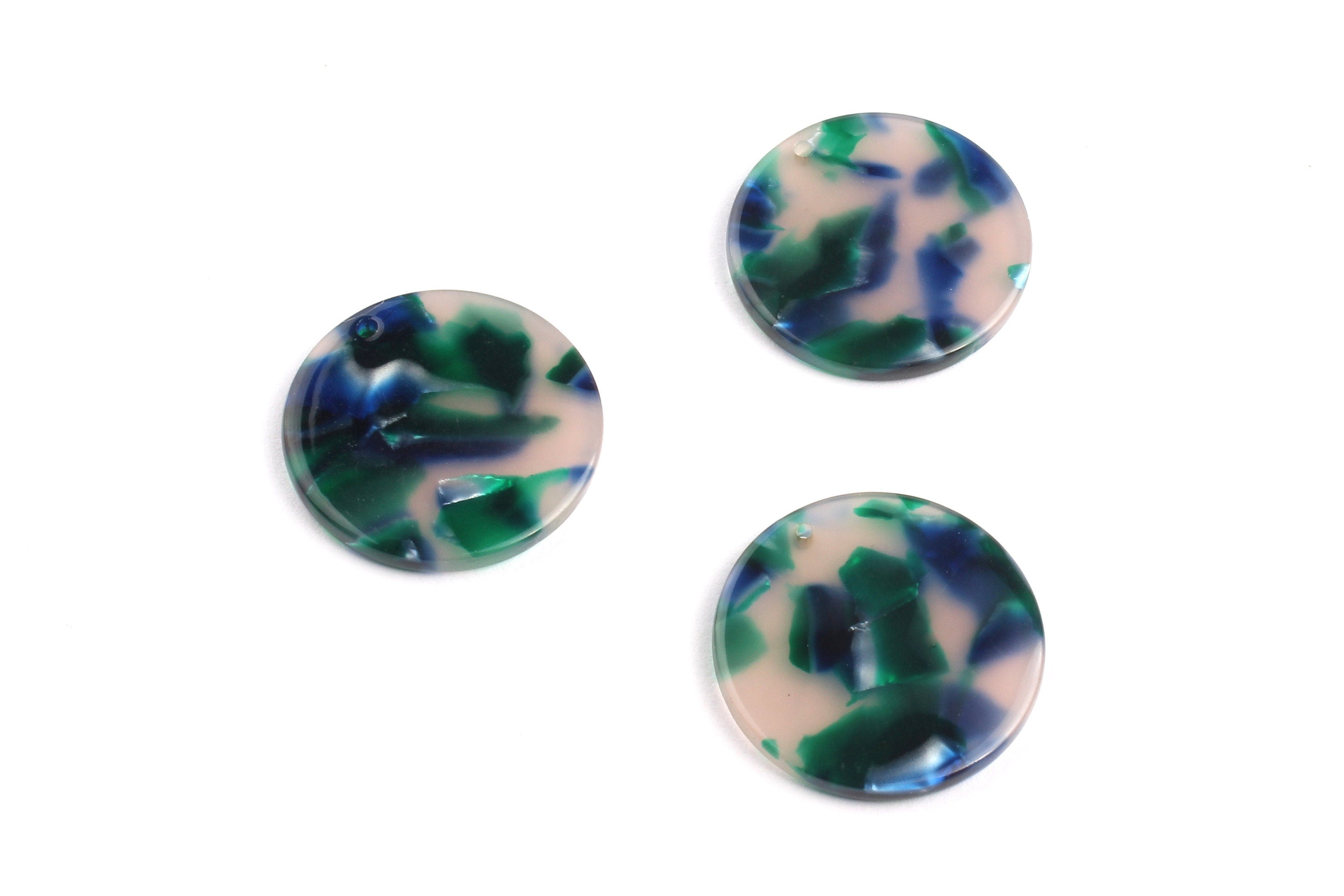 Acetate Round Charms - Coin Earrings and Pendant - Earring Findings - Jewelry Supplies - Color Code: A18 - 23.8x23.8mm - AC1076E - DOMEDBAZAAR