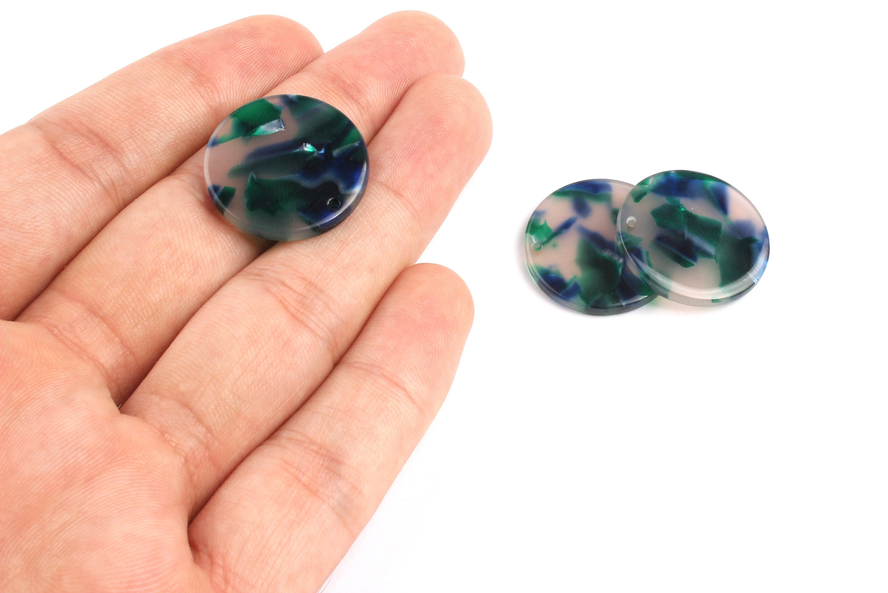 Acetate Round Charms - Coin Earrings and Pendant - Earring Findings - Jewelry Supplies - Color Code: A18 - 23.8x23.8mm - AC1076E - DOMEDBAZAAR