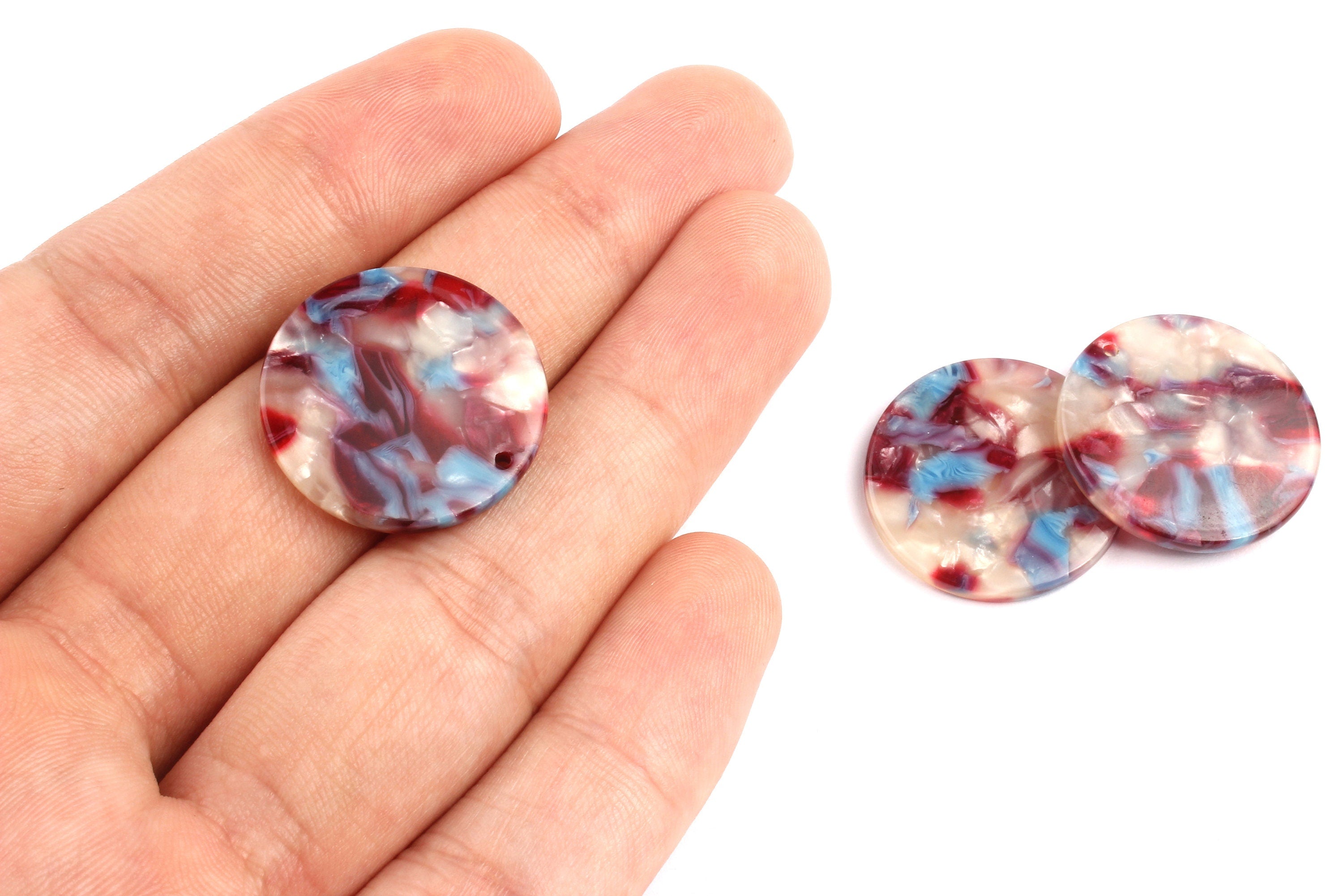 Acetate Round Charms - Coin Earrings and Pendant - Earring Findings - Jewelry Supplies - Color code: A52 - 23.8x23.8mm - AC1076J - DOMEDBAZAAR