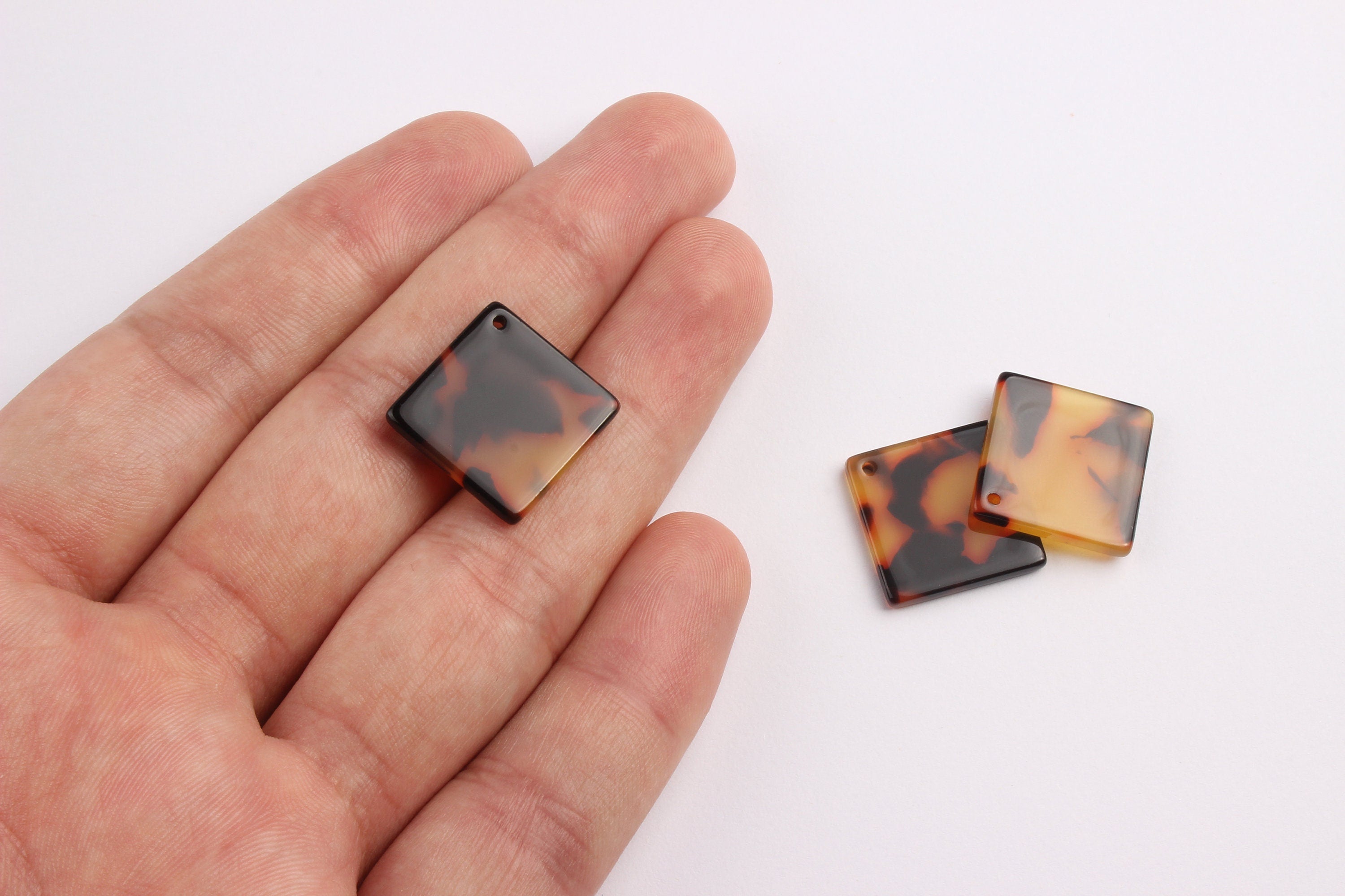 Acetate Square Charms - Tortoise Shell Earrings - Square Earrings and Pendant - Jewelry Supplies - Color Code: A01 - 18x18x2.54mm - AC1078A - DOMEDBAZAAR
