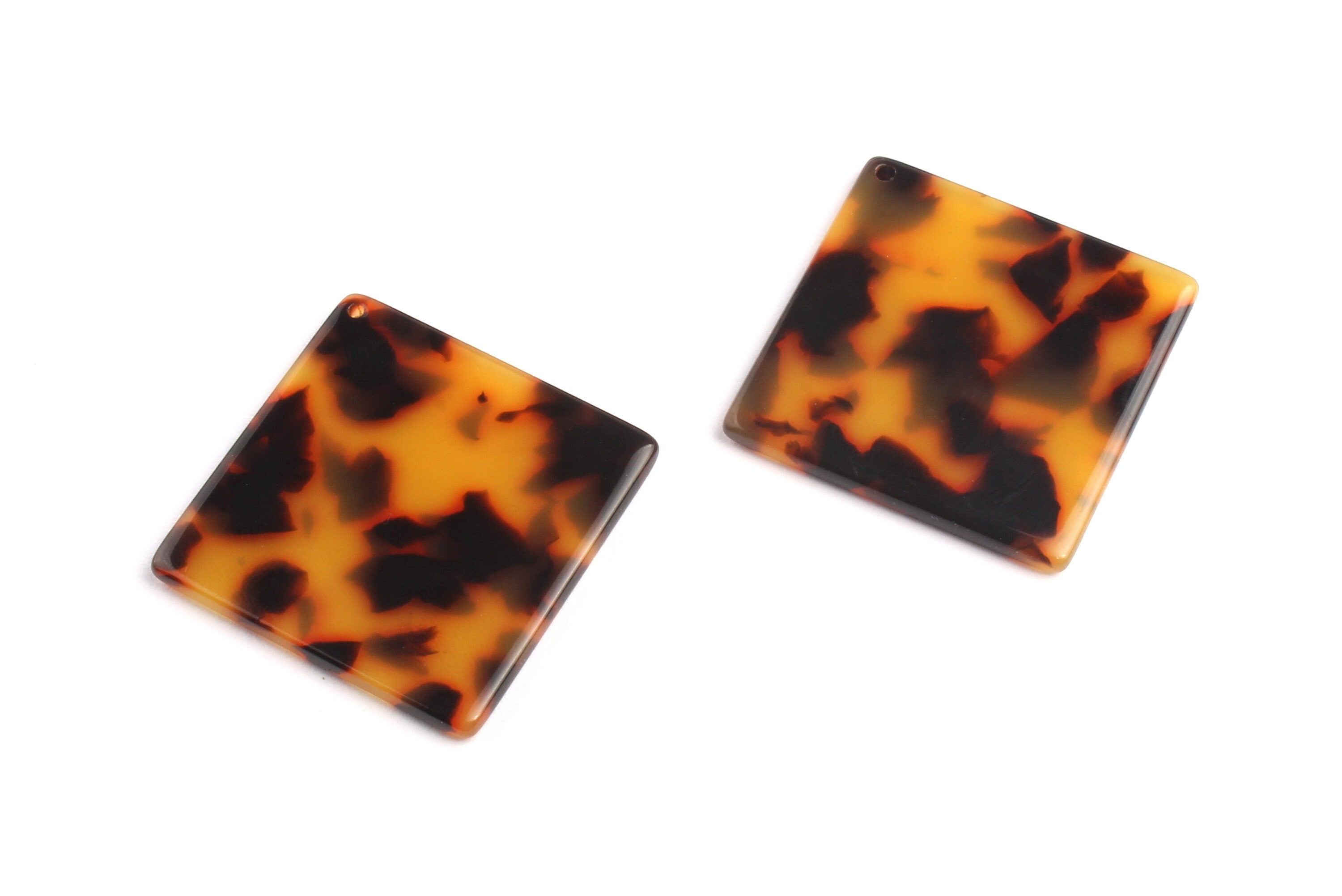 Acetate Square Charms - Tortoise Shell Earrings - Square Pendant - Jewelry Making Supplies - Color Code: A01 - 29.7x29.7mm - AC1079A - DOMEDBAZAAR