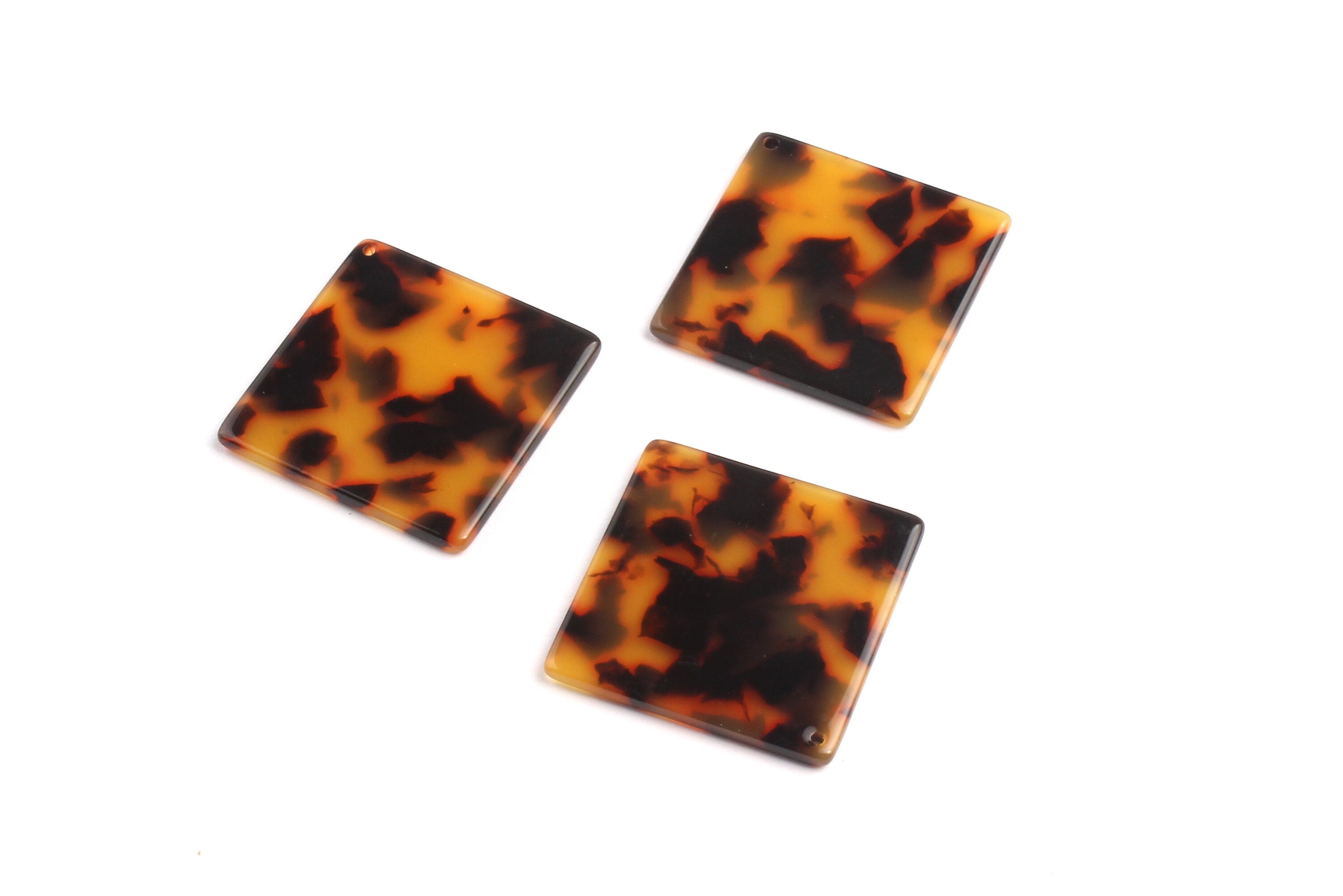 Acetate Square Charms - Tortoise Shell Earrings - Square Pendant - Jewelry Making Supplies - Color Code: A01 - 29.7x29.7mm - AC1079A - DOMEDBAZAAR