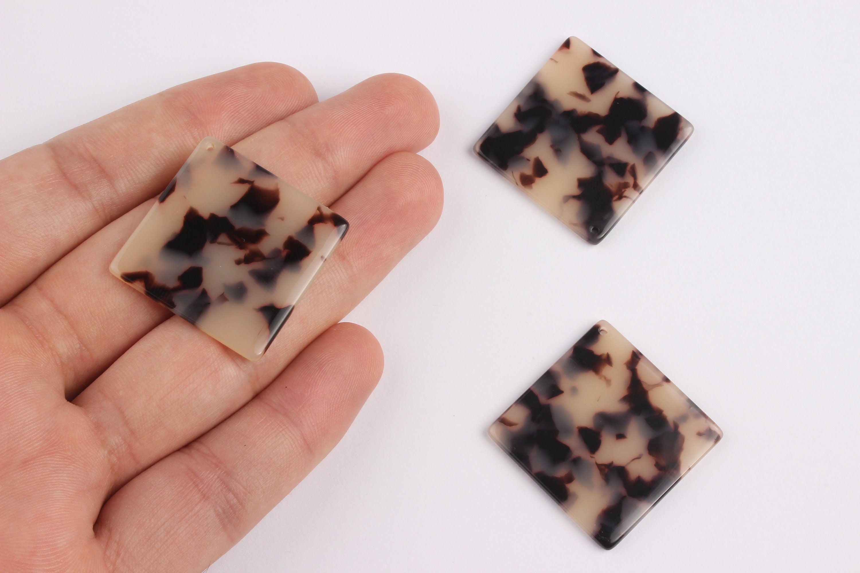 Acetate Square Charms - Blonde Tortoise Shell Earrings - Square Earrings and Pendant - Color Code: A07 - 29.7x29.7mm - AC1079B - DOMEDBAZAAR