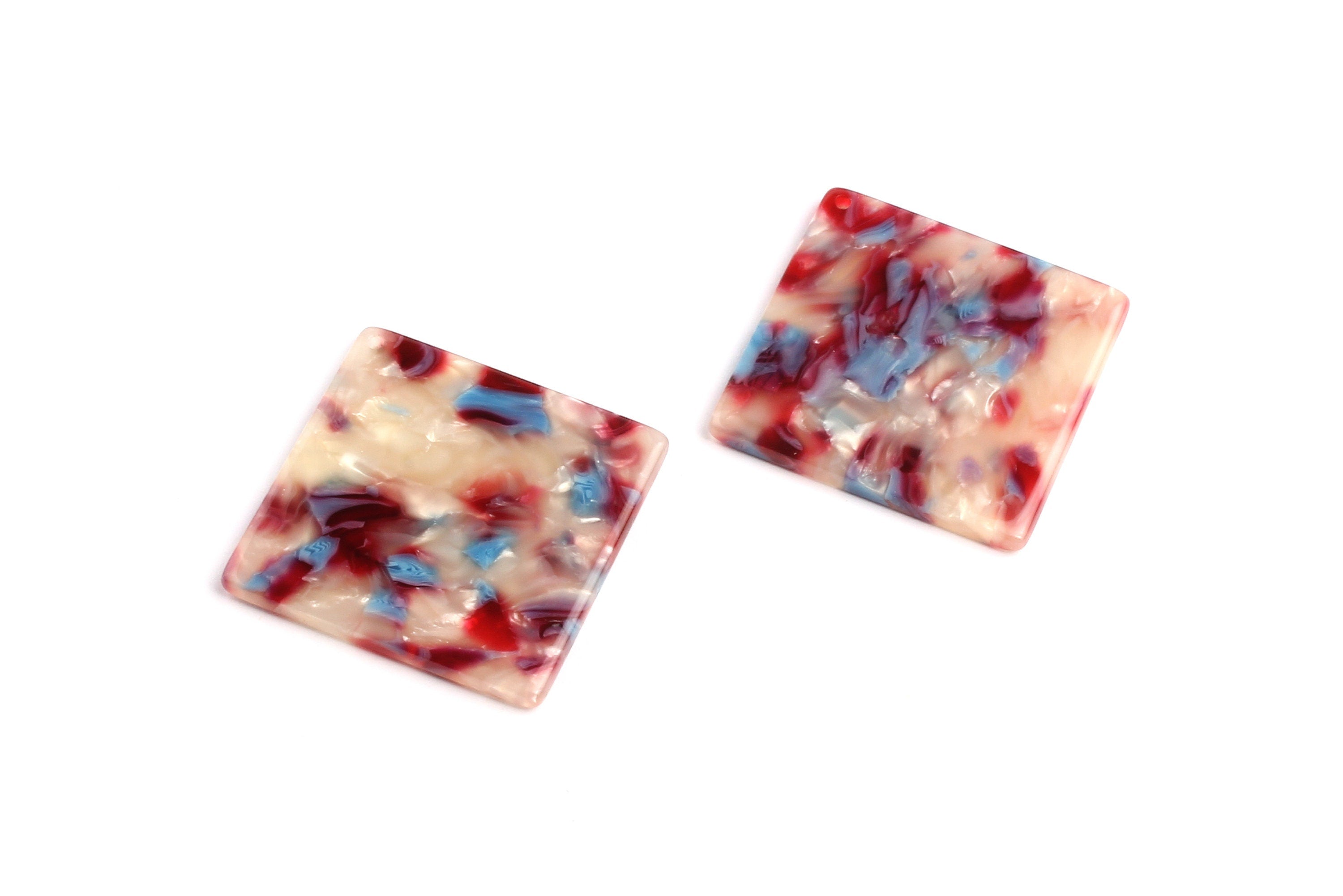 Acetate Square Charms - Square Earings and Pendant - Earring Findings - Jewelry Supplies - Color Code: A52 - 29.7x29.7mm - AC1079J - DOMEDBAZAAR