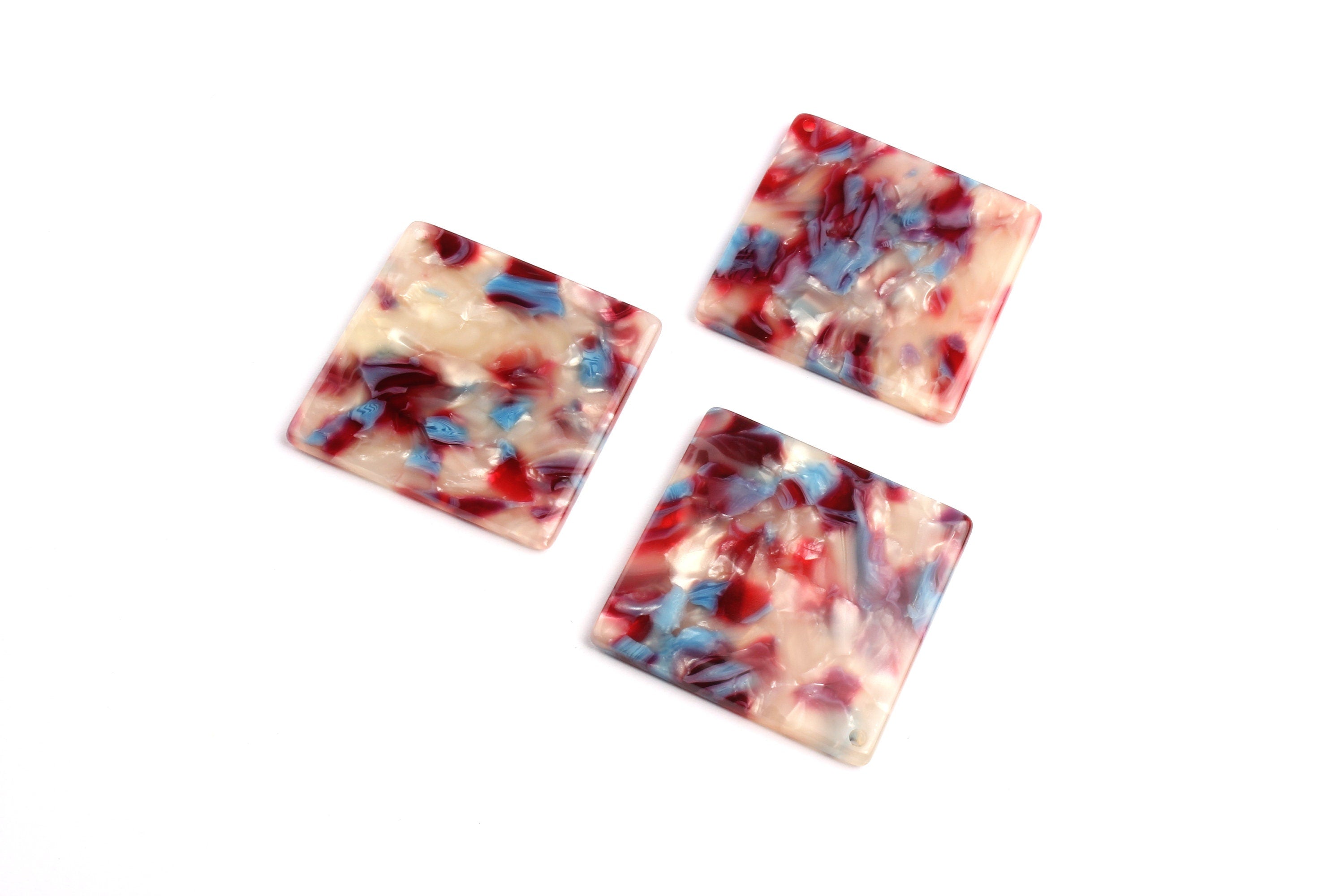 Acetate Square Charms - Square Earings and Pendant - Earring Findings - Jewelry Supplies - Color Code: A52 - 29.7x29.7mm - AC1079J - DOMEDBAZAAR