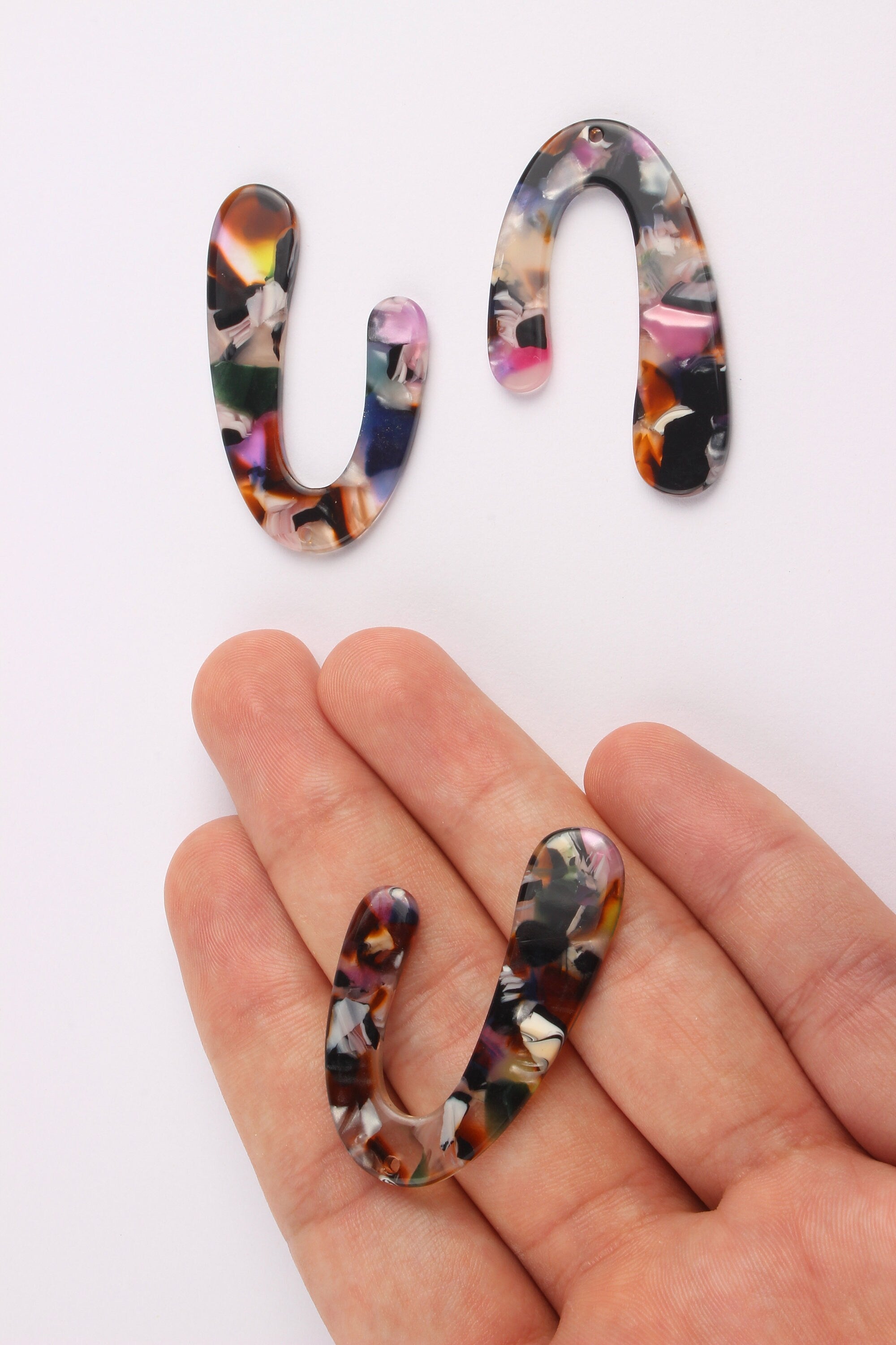 Acetate U Charms - U Earrings and Pendant - Earring Findings - Necklace Pendant - Color Code: A11 - 44.1x29.9mm - AC1083C - DOMEDBAZAAR