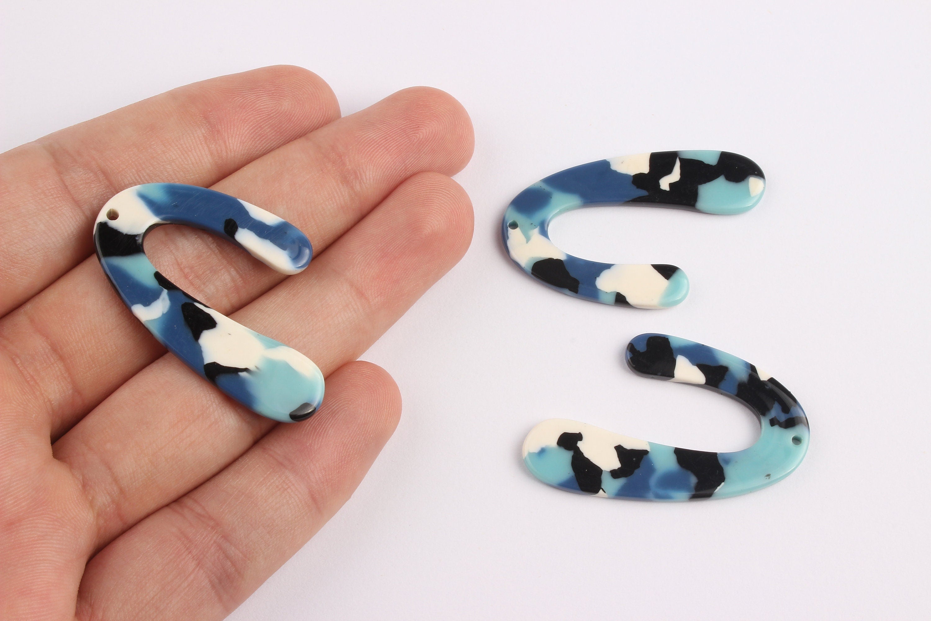 Acetate U Charms - U Earrings and Pendant - Earring Findings - Necklace Pendant - Color Code: A16 - 44.1x29.9mm - AC1083F - DOMEDBAZAAR