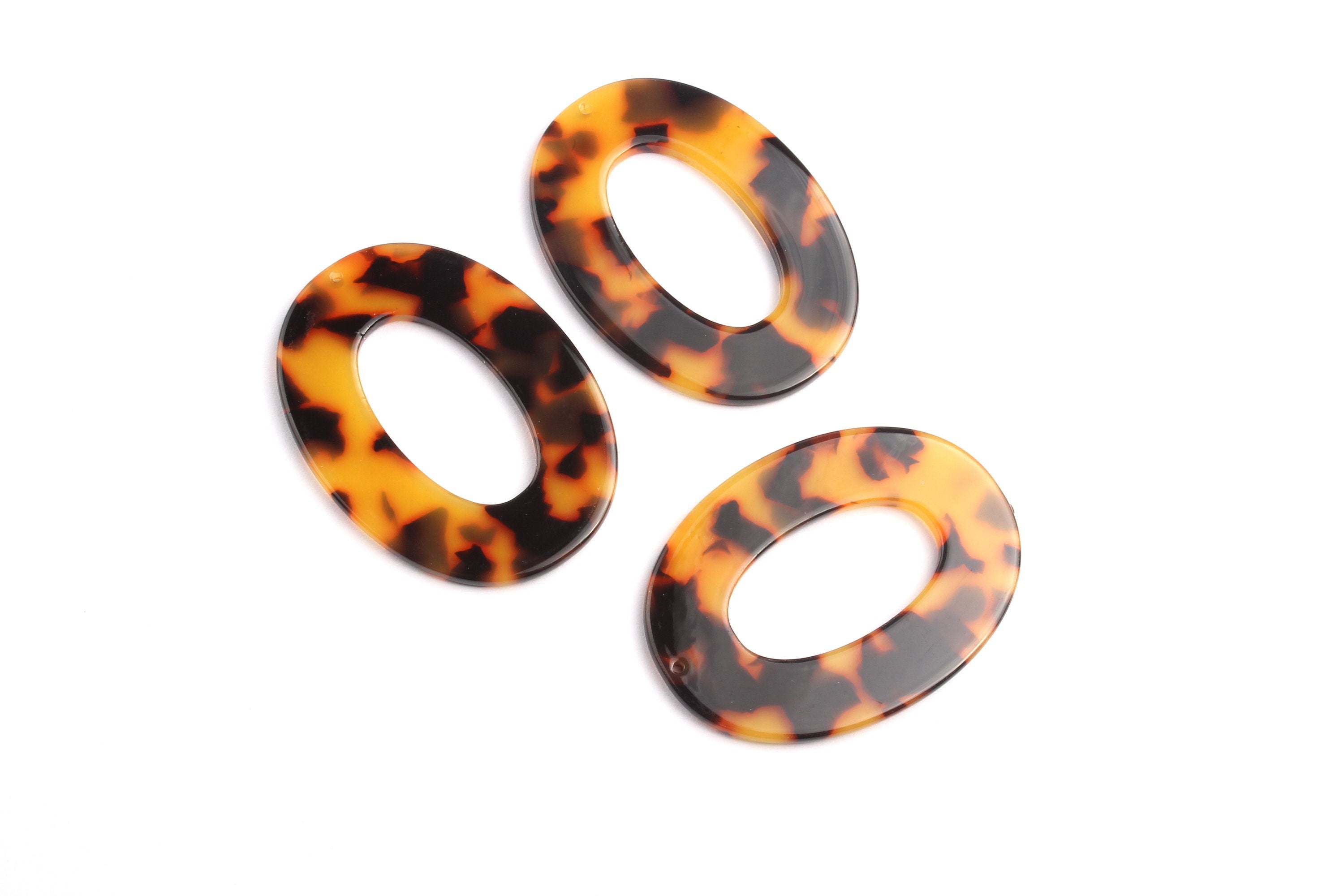 Acrylic Earring Charms - Tortoise Shell Earrings - Oval Shaped Pendant - Jewelry Making Supplies - Color Code: A01 - 47x34.5mm - AC1086A - DOMEDBAZAAR