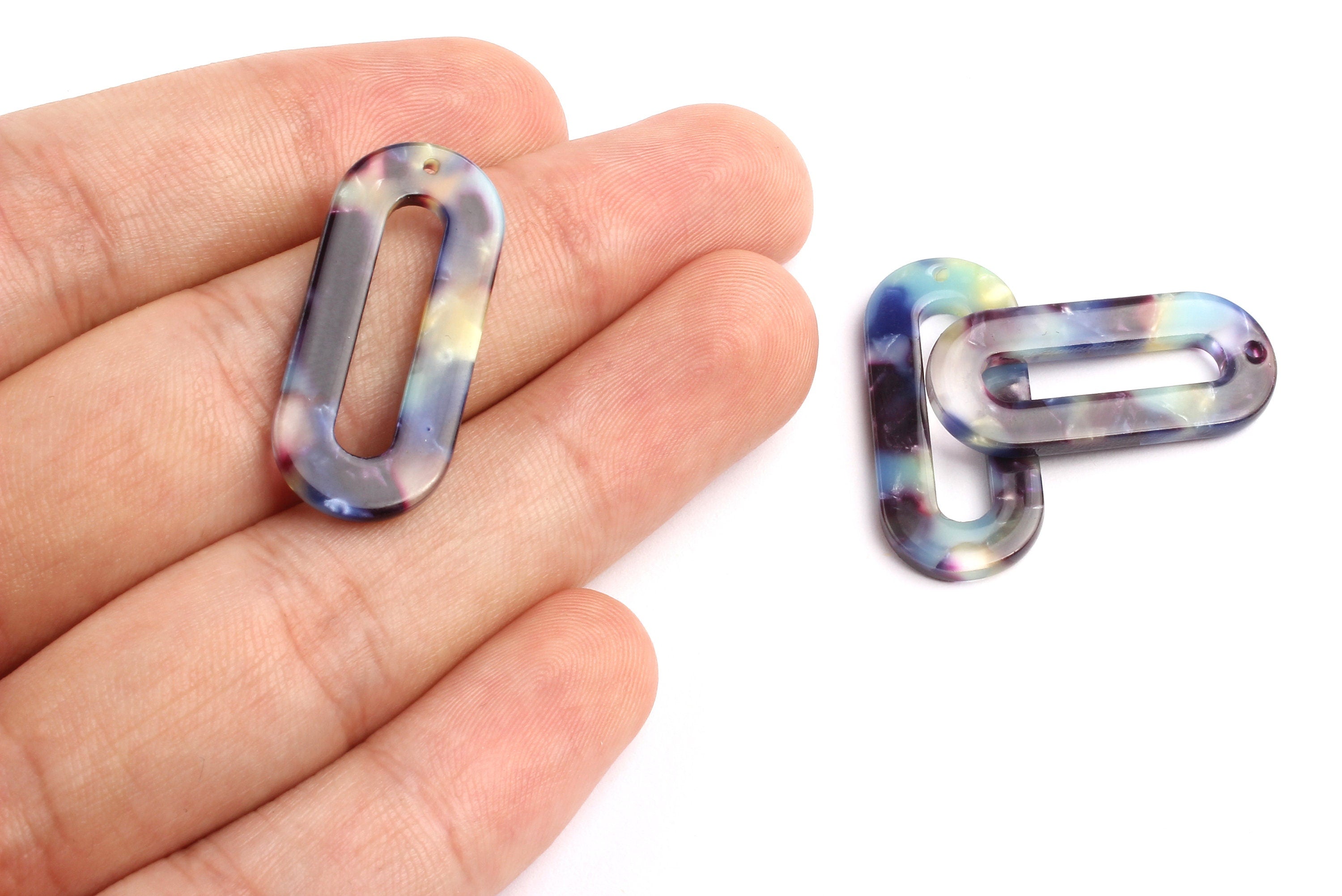 Acetate Oval & Zero Charms - Oval Earrings and Pendant - Earring Findings - Jewelry Supplies - Color Code: A23 - 30x13.5x2.6mm - AC1033P - DOMEDBAZAAR