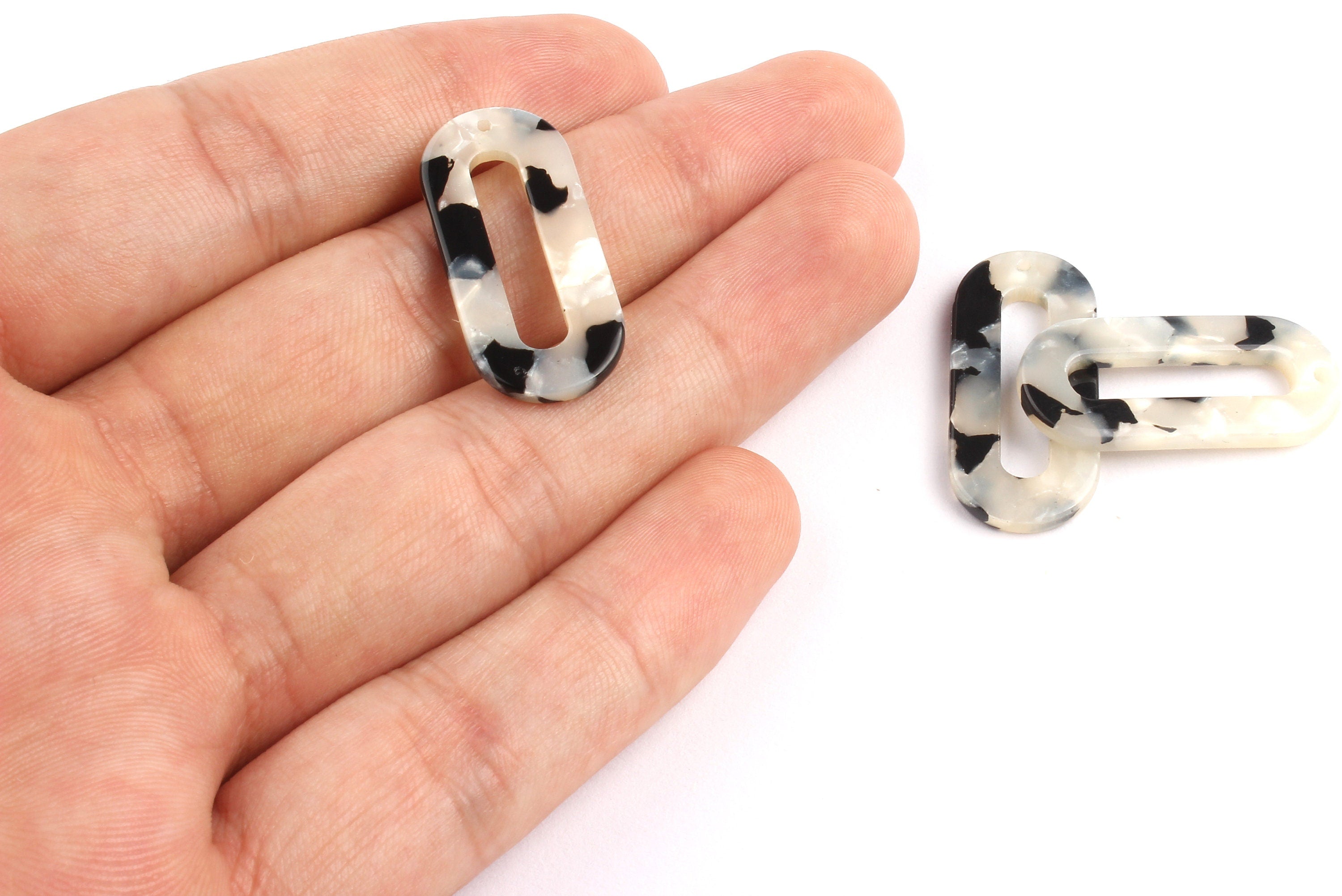 Acetate Oval & Zero Charms - Oval Earrings and Pendant - Earring Findings - Jewelry Supplies - Color Code: A15 - 30x13.5x2.6mm - AC1033N - DOMEDBAZAAR
