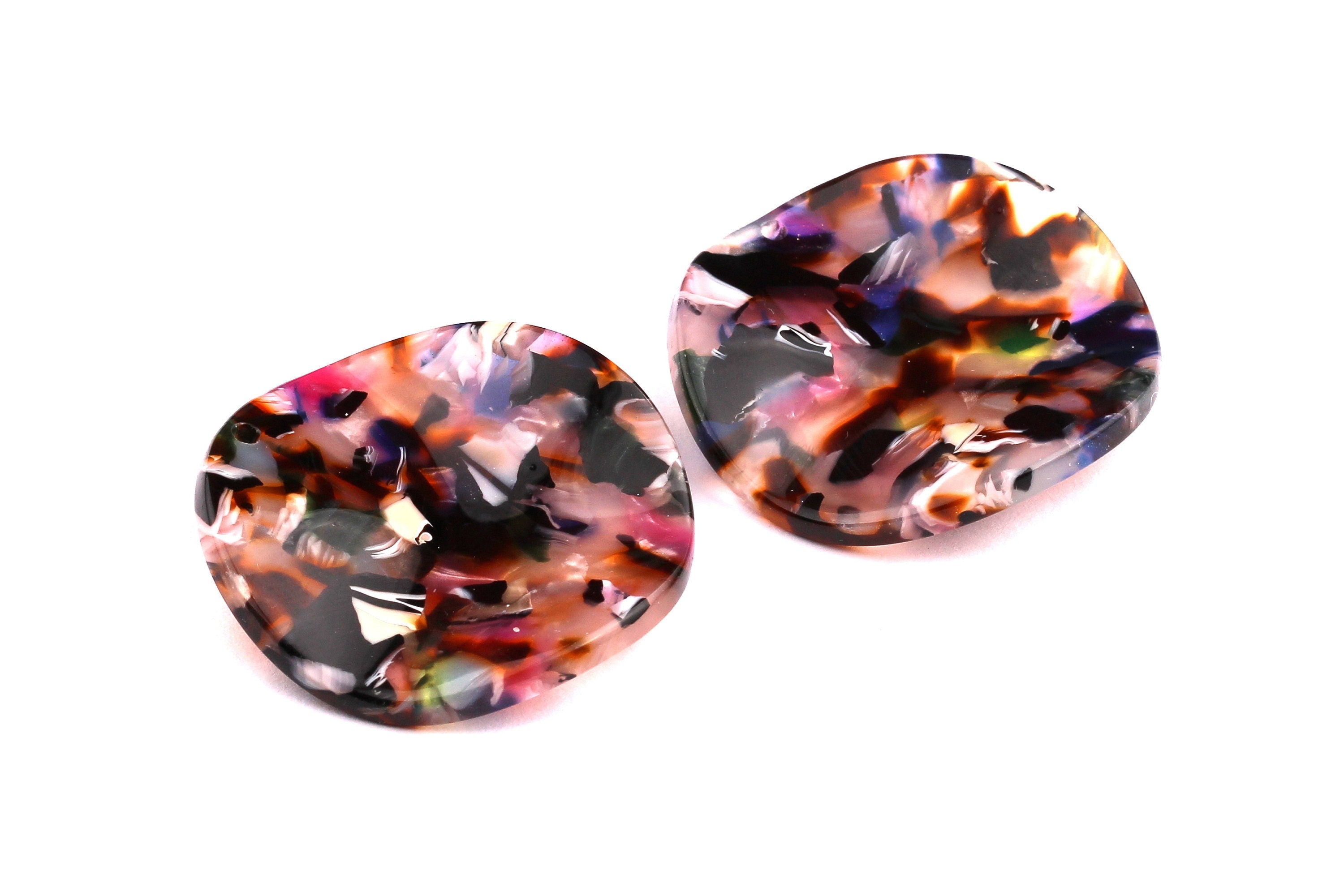 Acetate Wavy Disc Charms - Wavy Disc Earrings and Pendant - Earring Findings - Jewelry Supplies - Color Code: A11 - 34x2.5mm - AC1066C - DOMEDBAZAAR