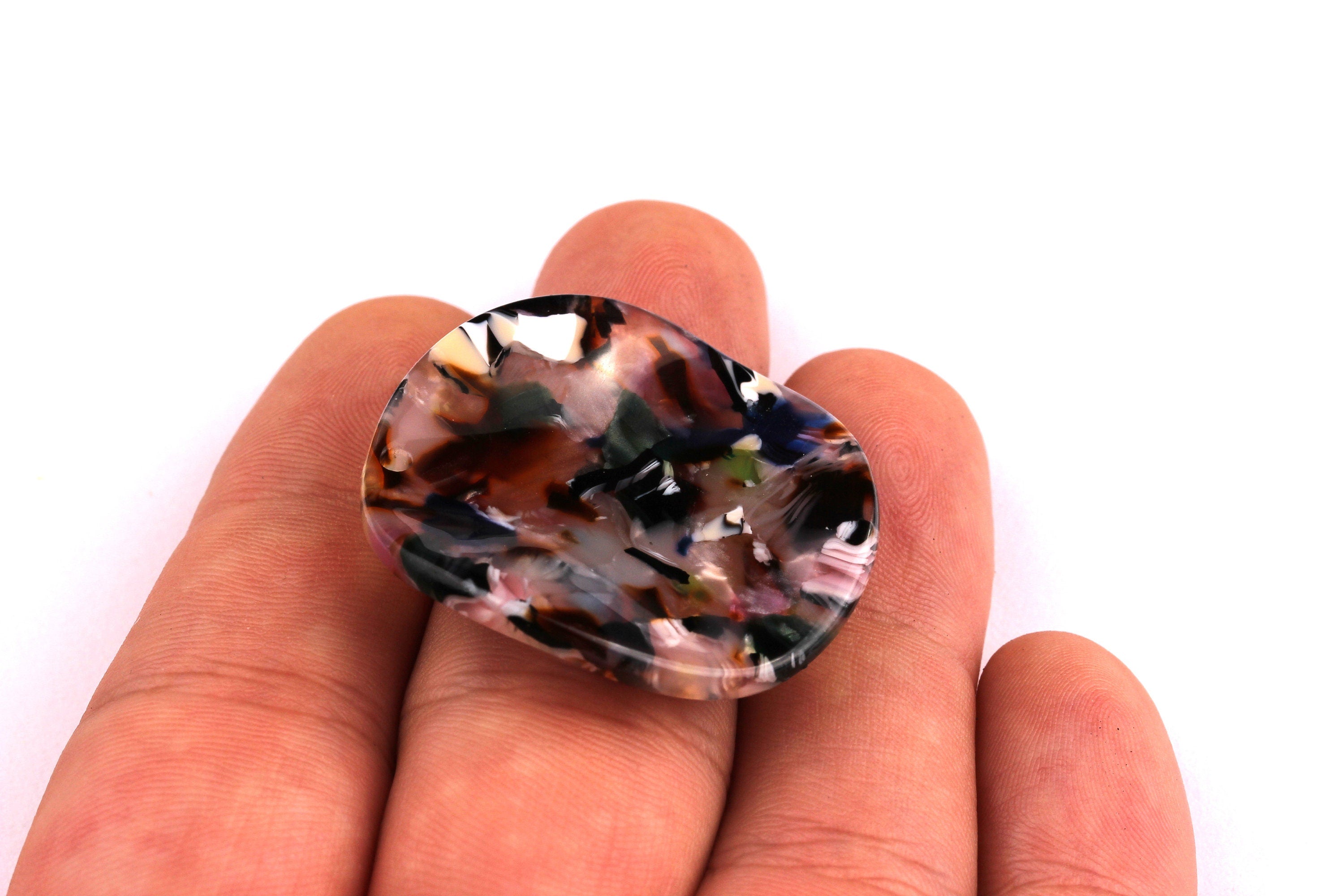 Acetate Wavy Disc Charms - Wavy Disc Earrings and Pendant - Earring Findings - Jewelry Supplies - Color Code: A11 - 34x2.5mm - AC1066C - DOMEDBAZAAR