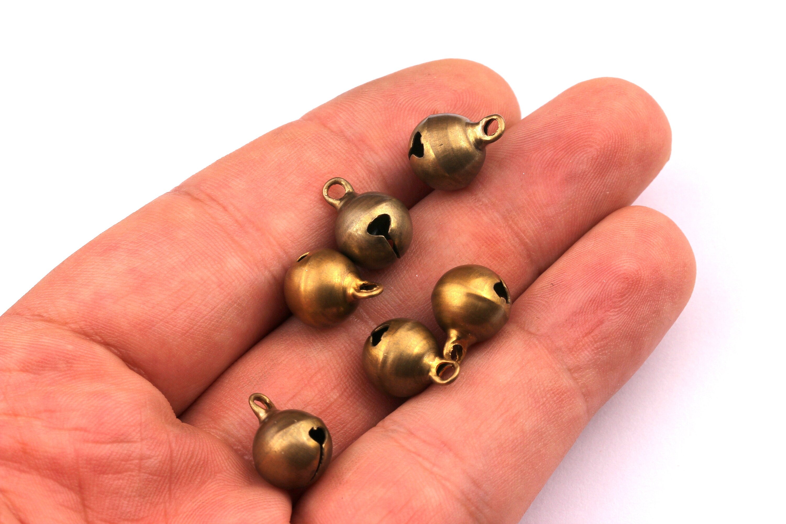 Brass Bell Charms - Raw Brass Ring Bead Charms - Antique Tone Bell - Jewelry Supplies - 10x7.5mm - PP1173 - DOMEDBAZAAR