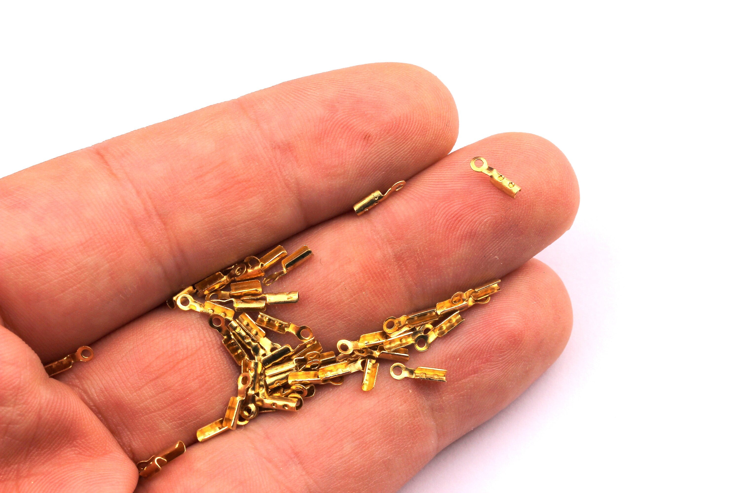 Crimp Connector - Raw Brass Crimp Bead - Chain Connector - Chain end - Jewelry Making - 7.5x2.2mm - PP1174 - DOMEDBAZAAR