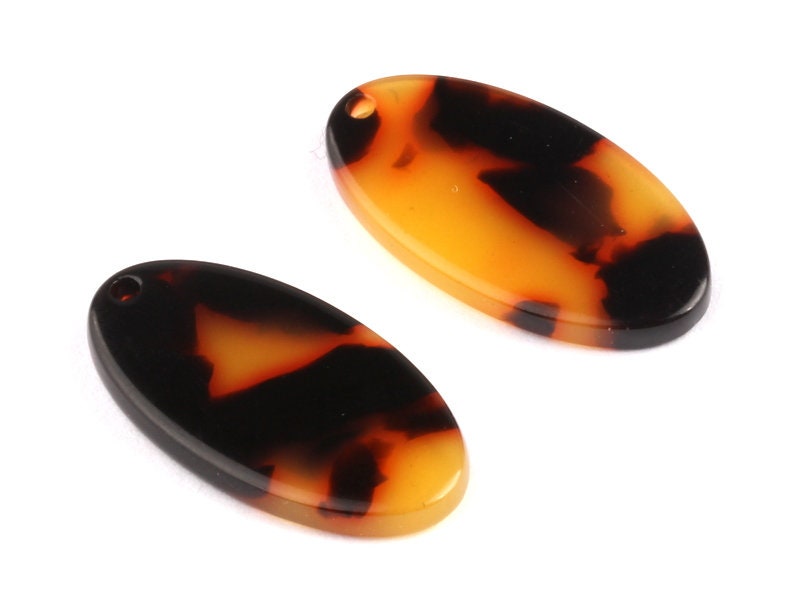 Acetate Oval Charms - Tortoise Shell Earrings - Oval Pendant - Jewelry Making Supplies - Color Code: A01 - 26x13.7x2.53mm - AC1077A - DOMEDBAZAAR