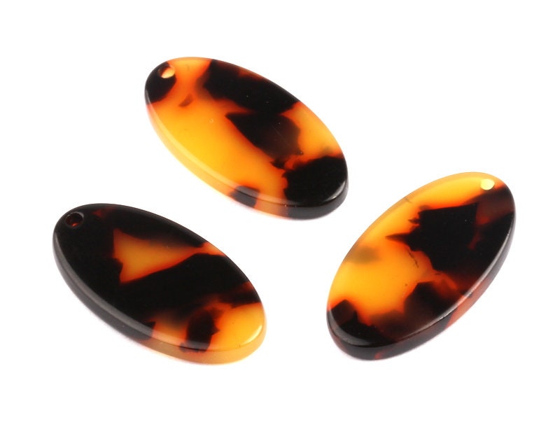 Acetate Oval Charms - Tortoise Shell Earrings - Oval Pendant - Jewelry Making Supplies - Color Code: A01 - 26x13.7x2.53mm - AC1077A - DOMEDBAZAAR