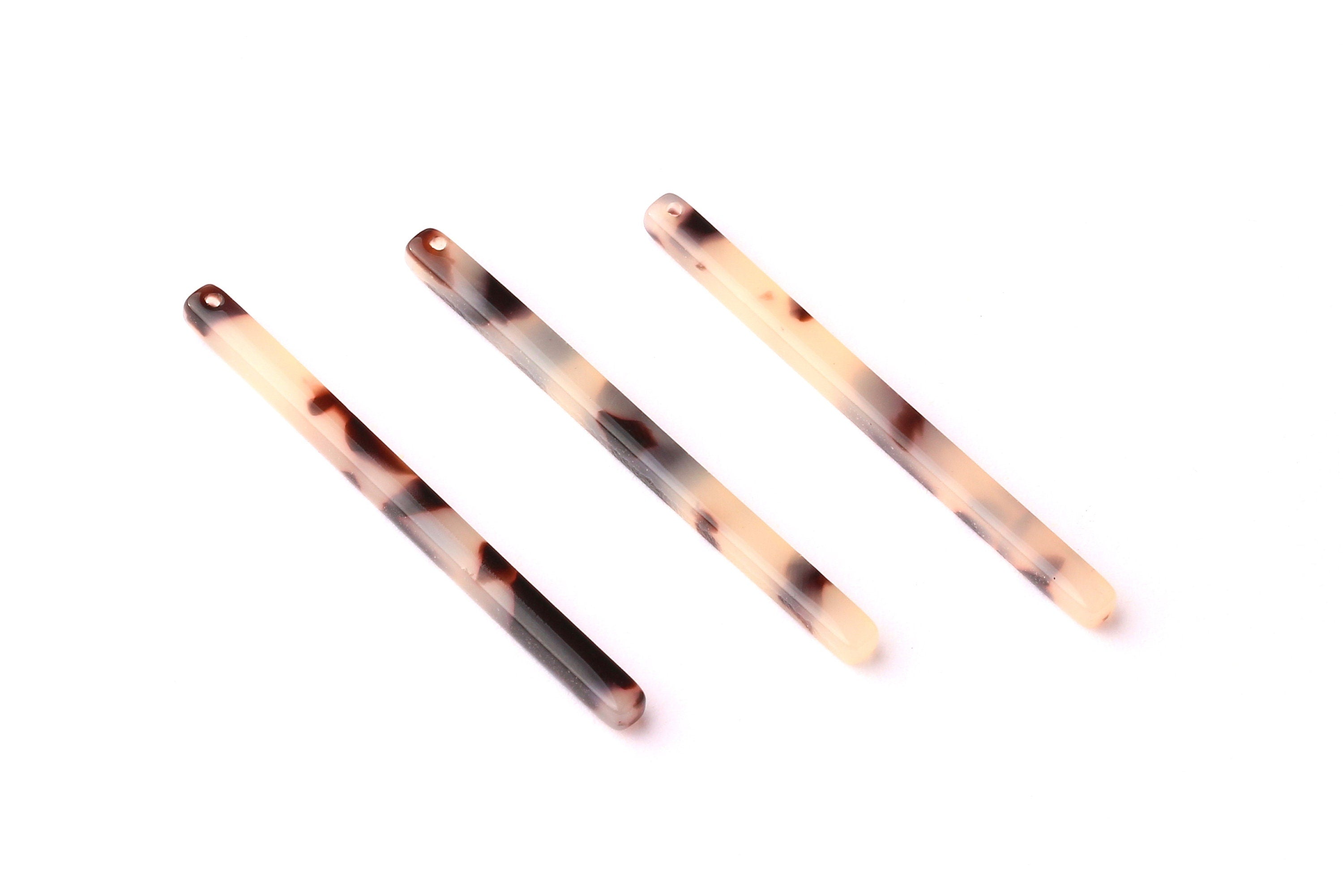 Acetate Stick Charms - Blonde Tortoise Shell Earrings - Stick Earrings and Pendant - Color Code: A06 - 39x2.65x2.85mm - AC1041E - DOMEDBAZAAR