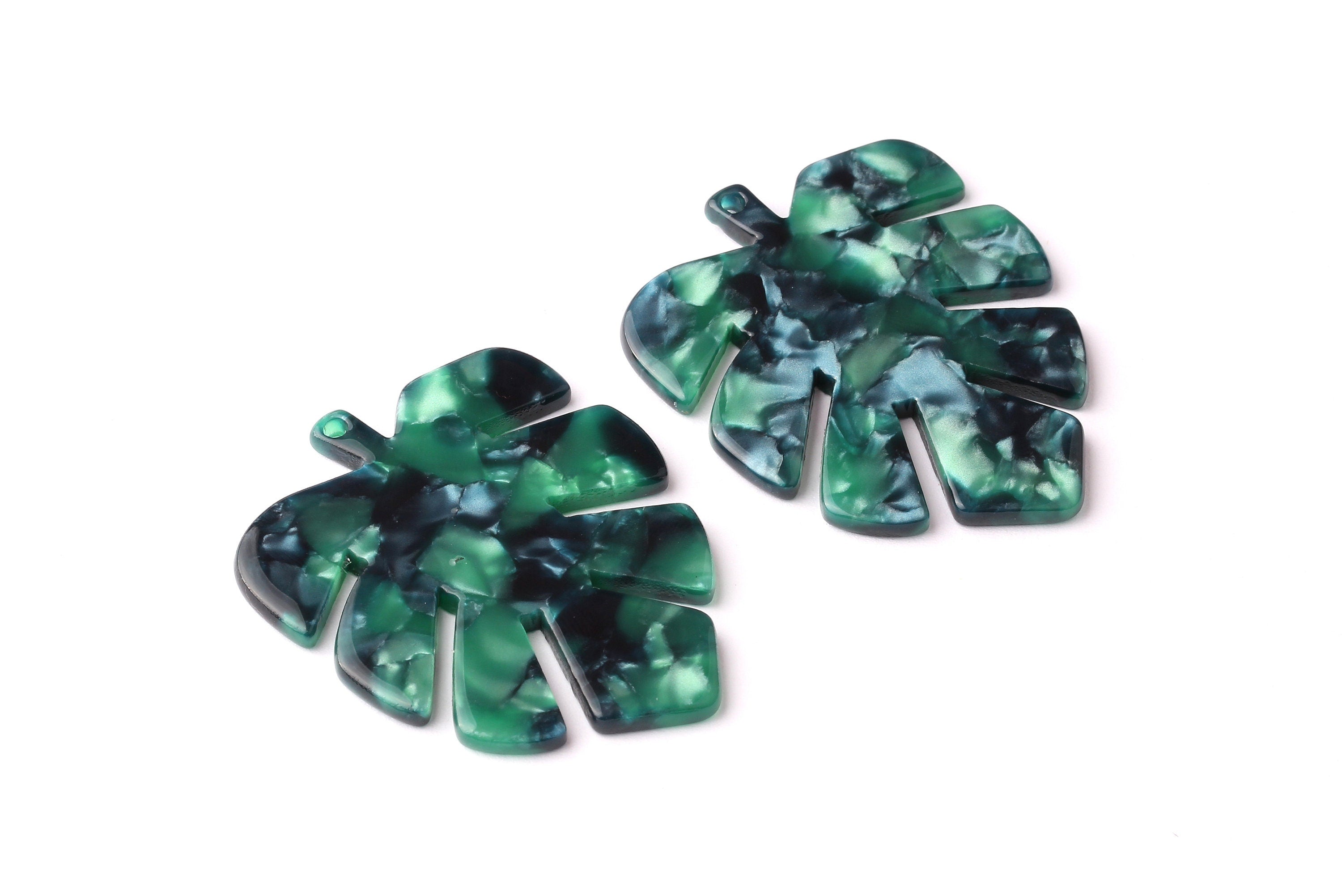 Acetate Leaf Charms - Leaf Earrings and Pendant - Earring Findings - Jewelry Supplies - Color Code: A13 - 44x35x2.5mm - AC1052H - DOMEDBAZAAR