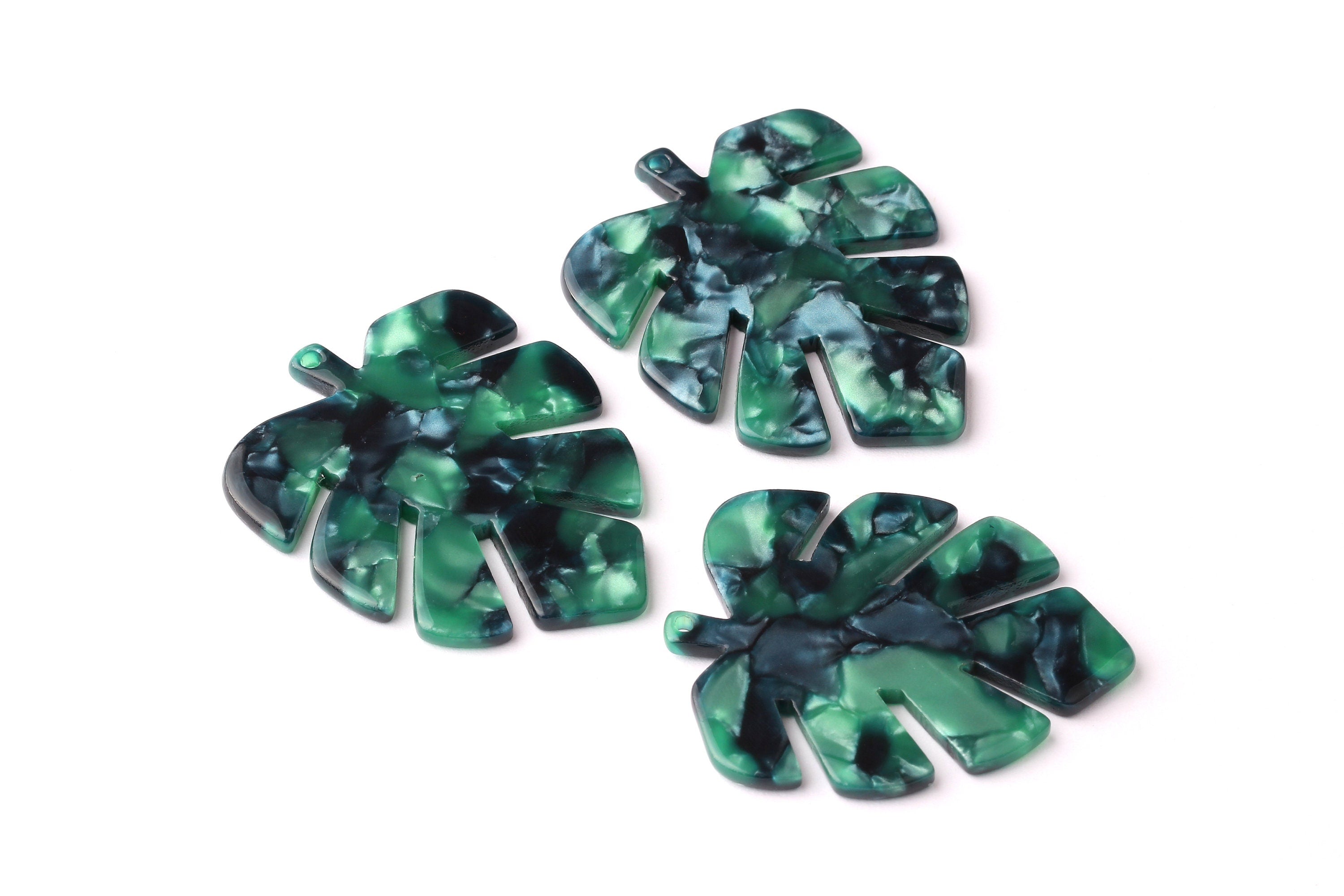Acetate Leaf Charms - Leaf Earrings and Pendant - Earring Findings - Jewelry Supplies - Color Code: A13 - 44x35x2.5mm - AC1052H - DOMEDBAZAAR