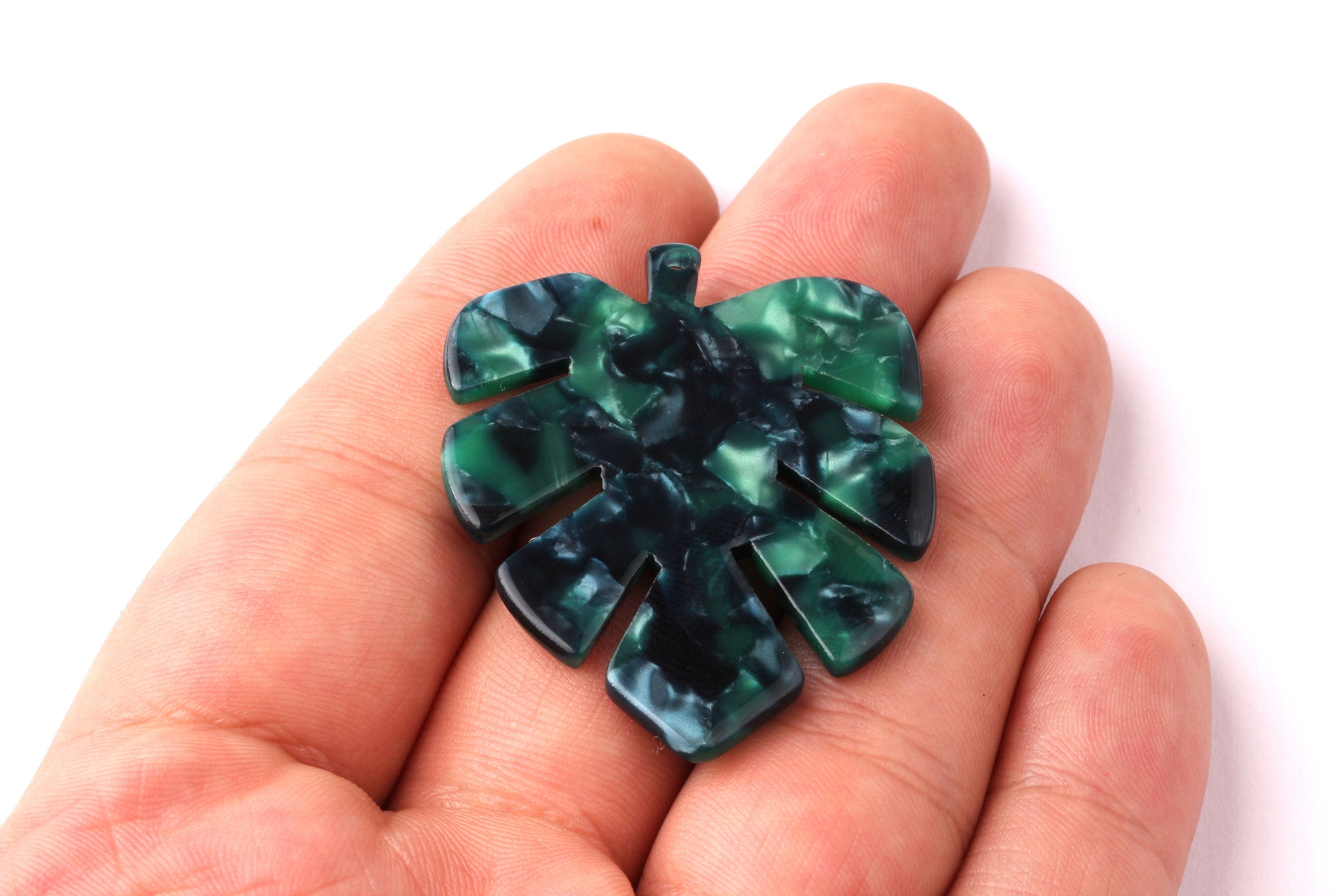 Acetate Leaf Charms - Leaf Earrings and Pendant - Earring Findings - Jewelry Supplies - Color Code: A13 - 44x35x2.5mm - AC1052H - DOMEDBAZAAR