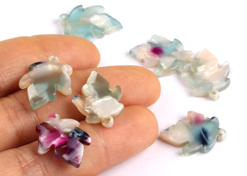 Acetate Leaf Charms - Leaf Earrings and Pendant - Earring Findings - Jewelry Supplies - 18.24x13.8x2.73mm - AC1074C - DOMEDBAZAAR