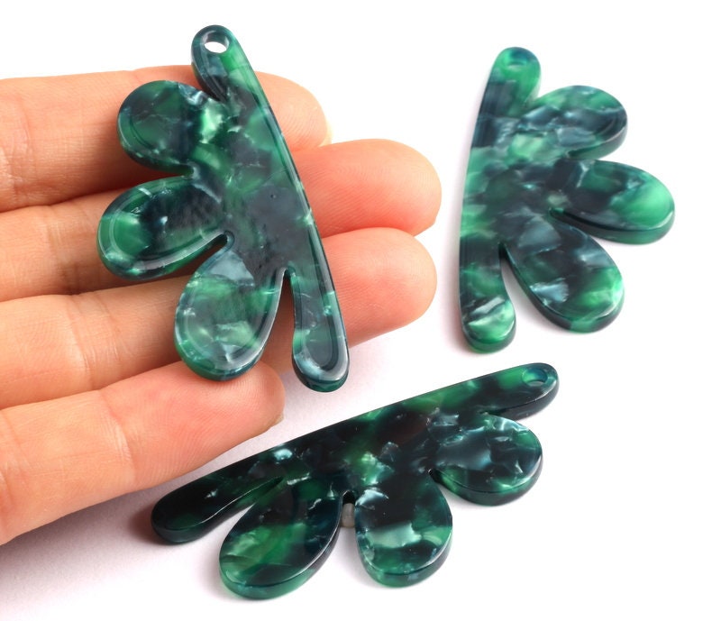Acetate Flower Earring Charms - Flower Shaped Pendant - Earring Findings - Jewelry Supplies - Color Code: A13 - 54.4x27.3x2.53mm - AC1090H - DOMEDBAZAAR