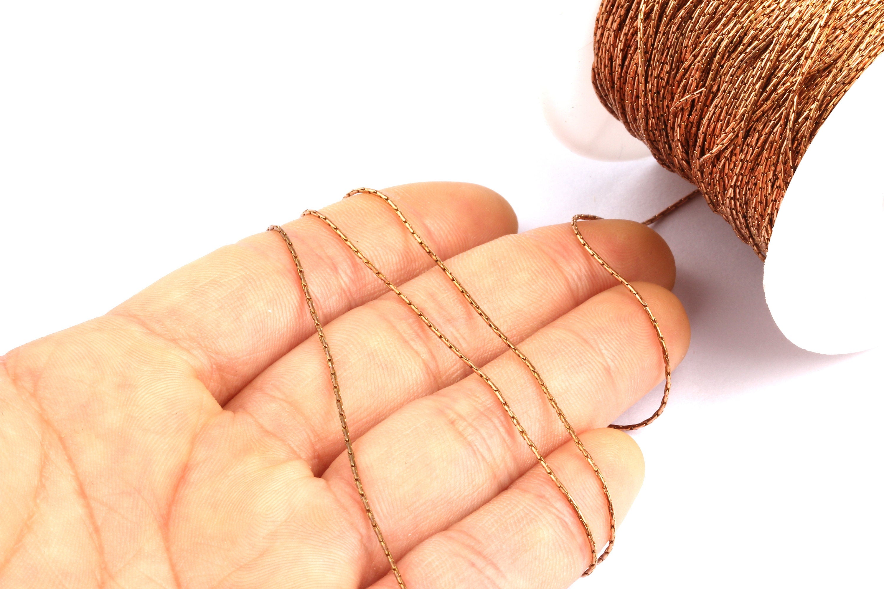 Tiny Snake Chain - Red Raw Brass Chain - 0.03" - for Necklace Bracelet Earing Jewellery Making - CC1053RRB - DOMEDBAZAAR