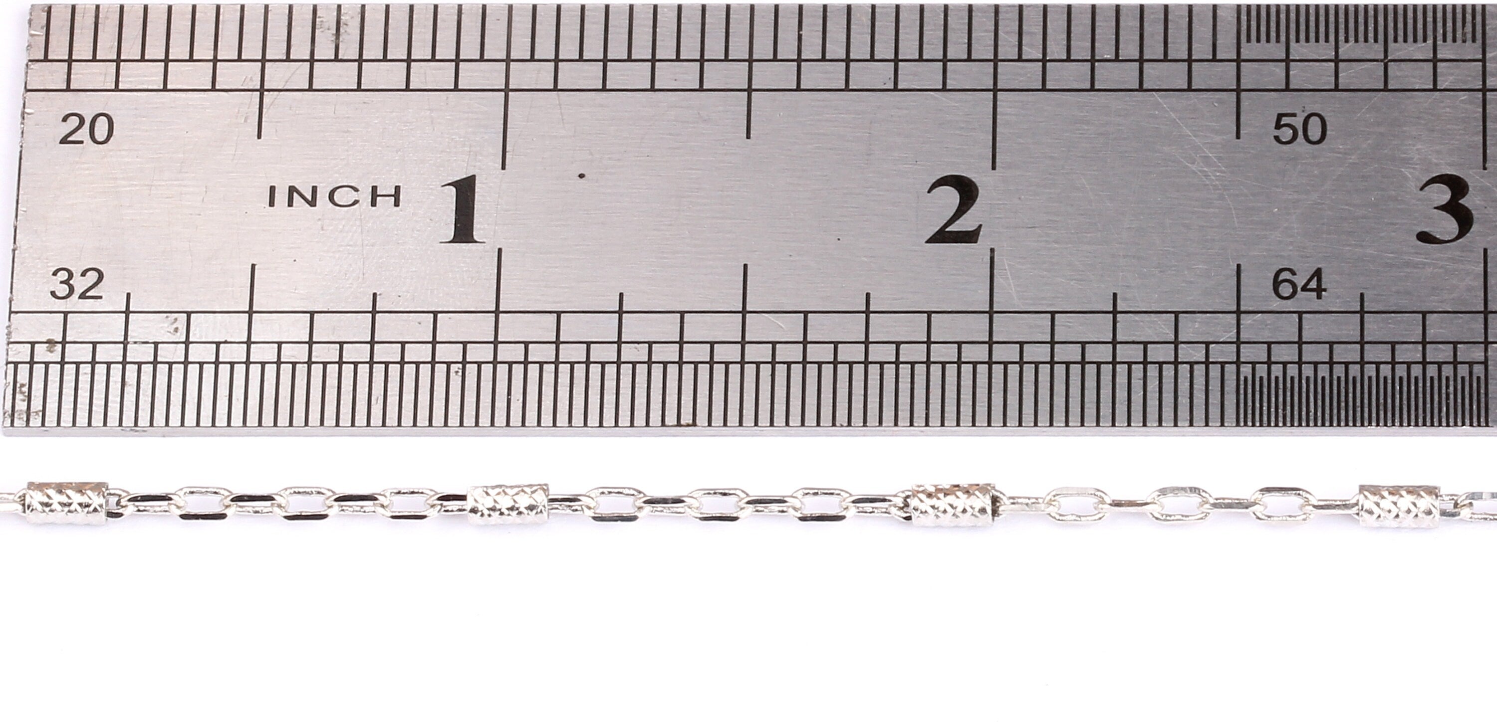 Bar Satellite Cable Chain - Brass Chain- Silver Plated - Soldered - 0.14" x 0.08" x 0.02" - for Necklace Bracelet Jewellery Making - CC1003 - DOMEDBAZAAR