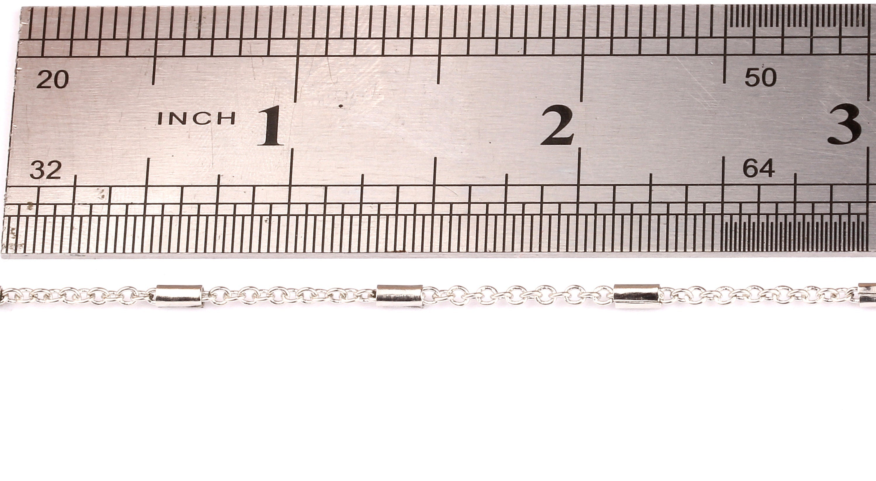Bar Satellite Round Link Cable Chain - Iron Chain- Silver Plated - Soldered - 0.08" x 0.07" x 0.02" - for Necklace Bracelet Making - CC1004 - DOMEDBAZAAR