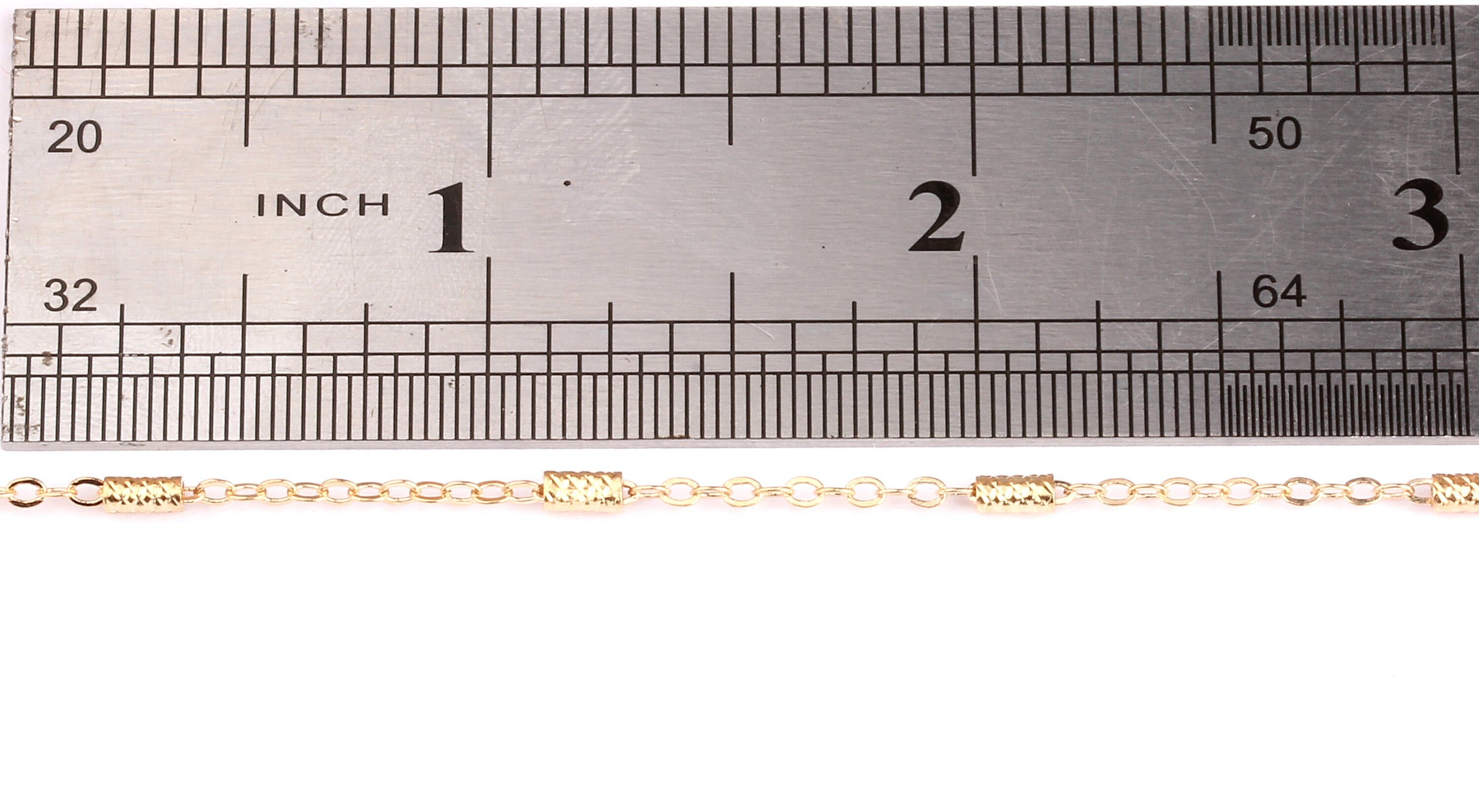 Bar Satellite Round Link Cable Chain - Brass Chain- Gold Plated - Soldered - 0.09" x 0.07" x 0.01" - for Necklace Bracelet Making - CC1006 - DOMEDBAZAAR