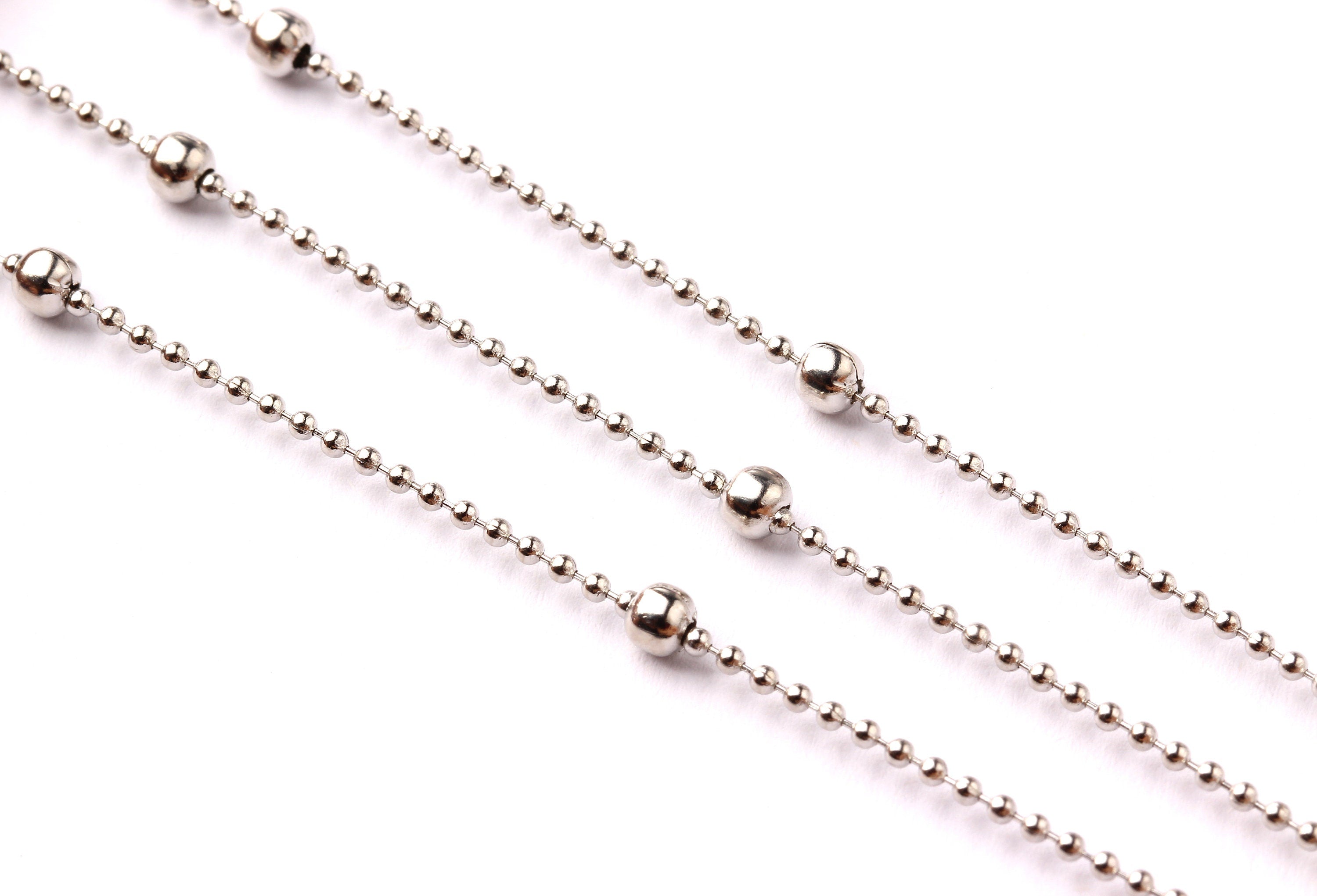Ball Satellite Ball Chain - Brass Chain- Silver Plated - 0.05" - for Necklace Bracelet Earing Jewellery Making - CC1017 - DOMEDBAZAAR